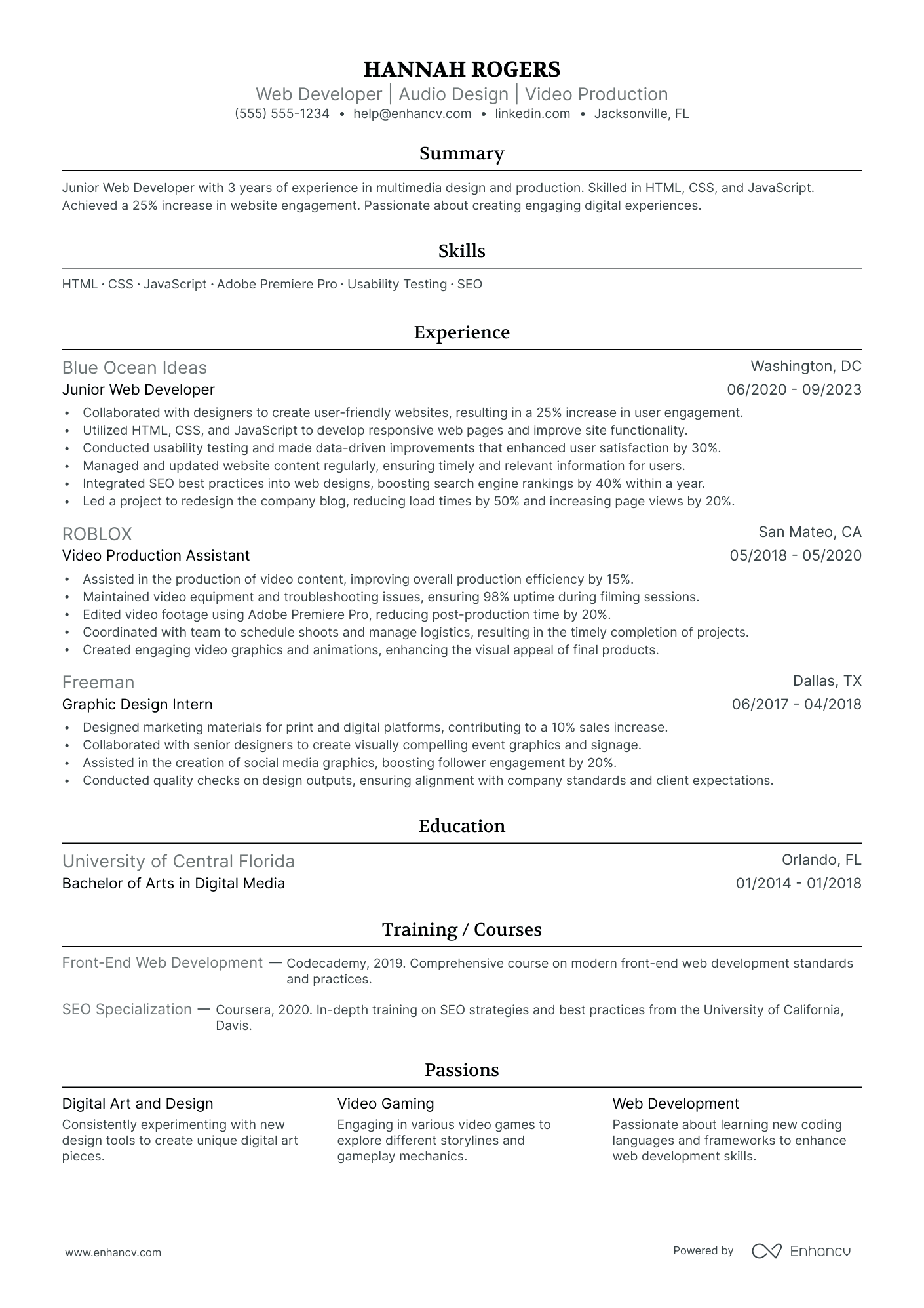 Backend Web Developer resume example