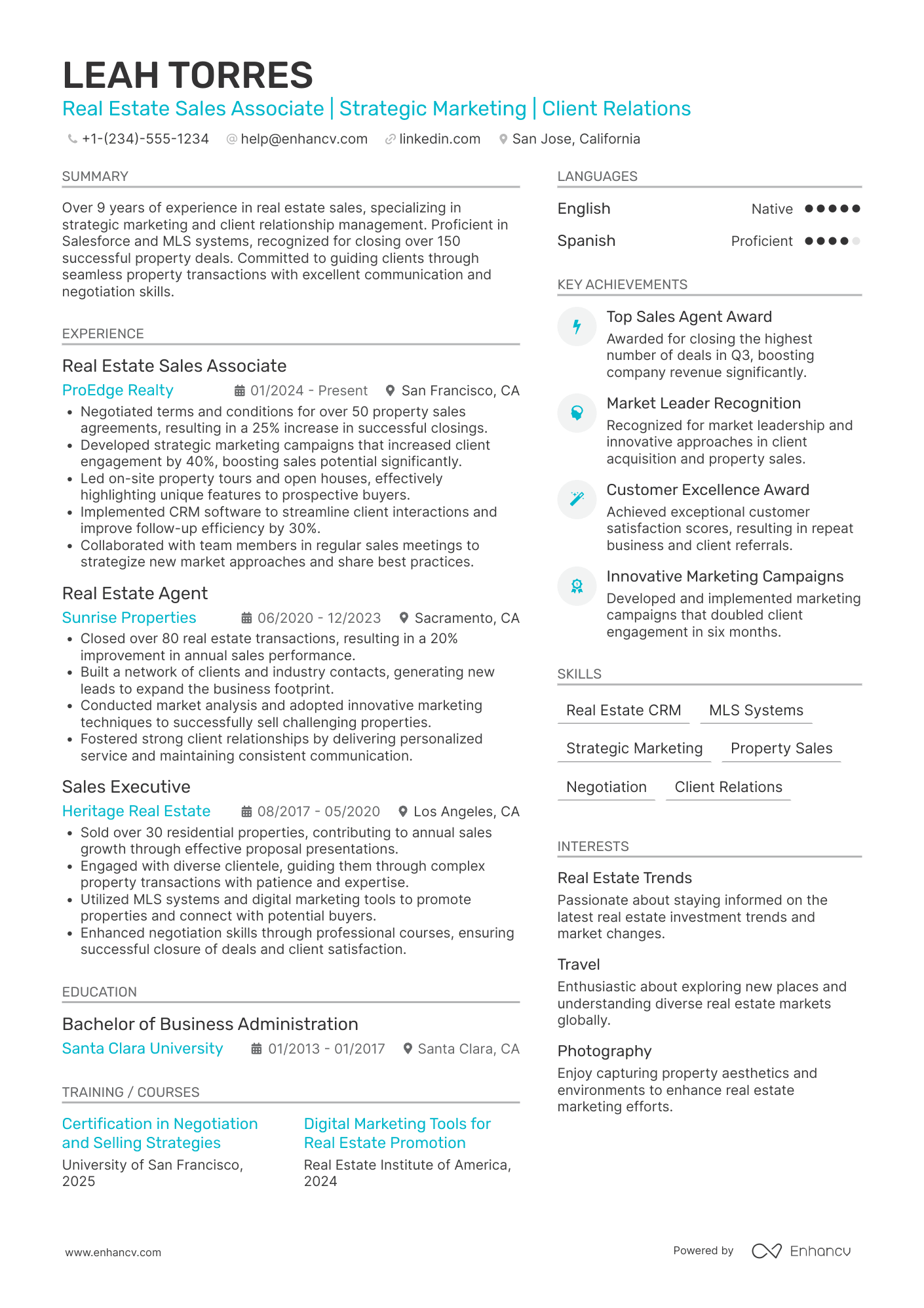Real Estate Sales resume example