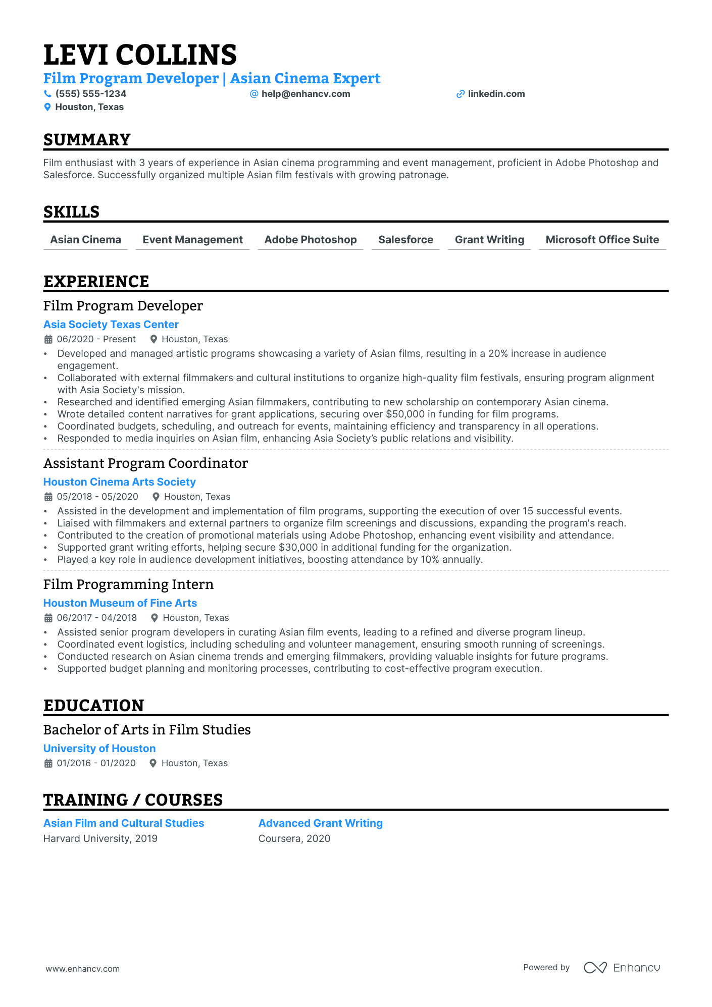 Professional Filmmaker Resume Example Resume Example