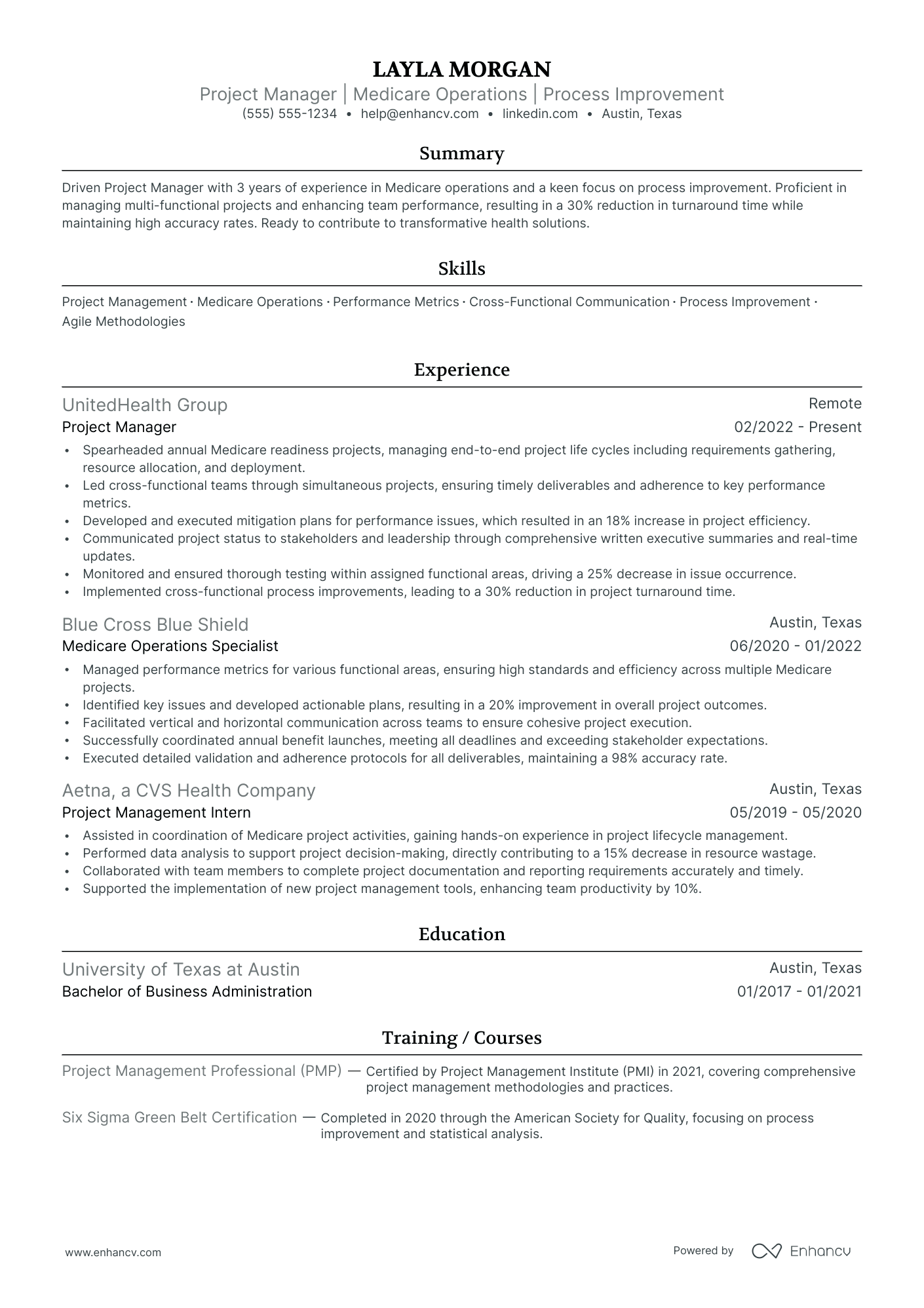 Operations Project Manager Resume Example Resume Example