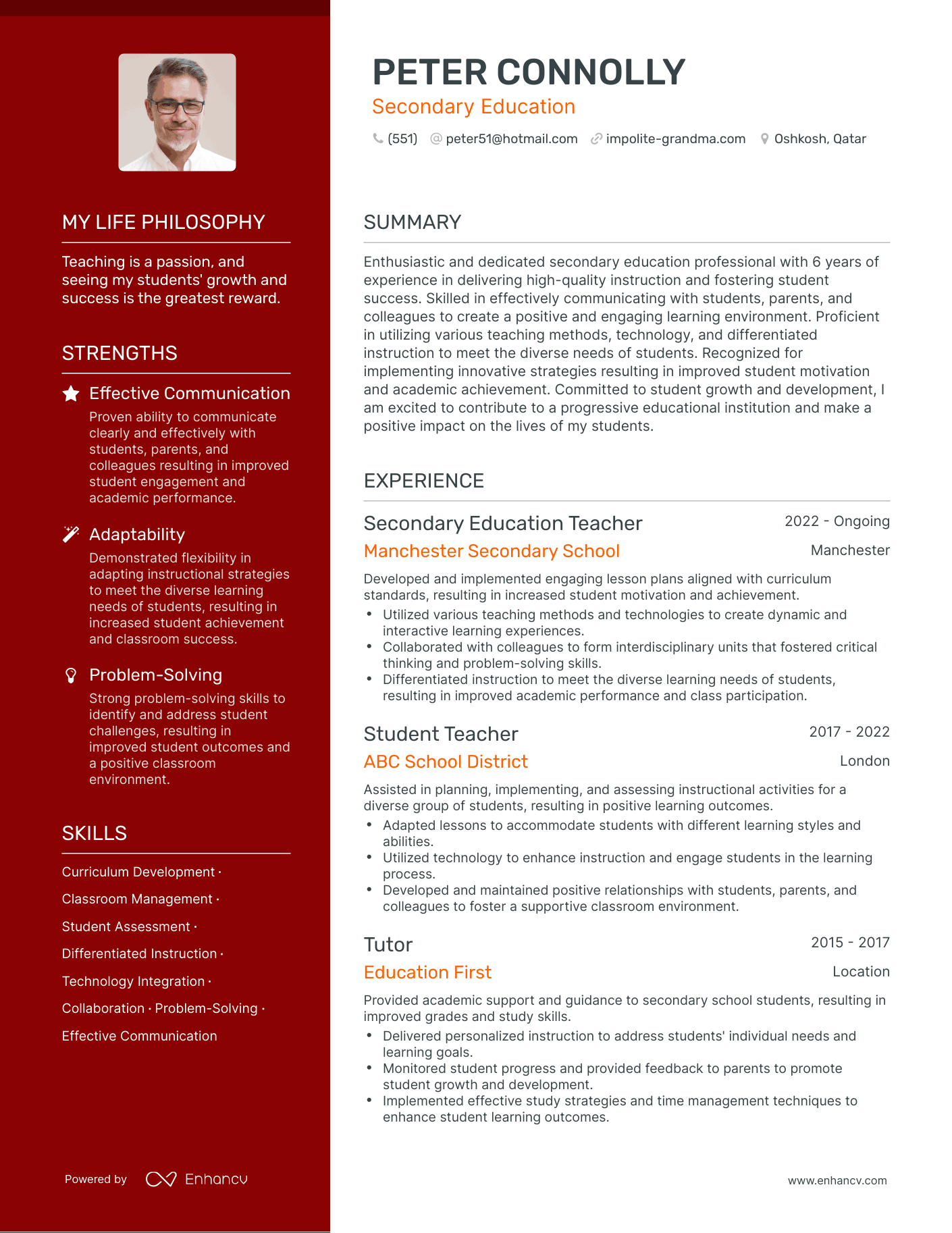 Sample Education Resume Career Education