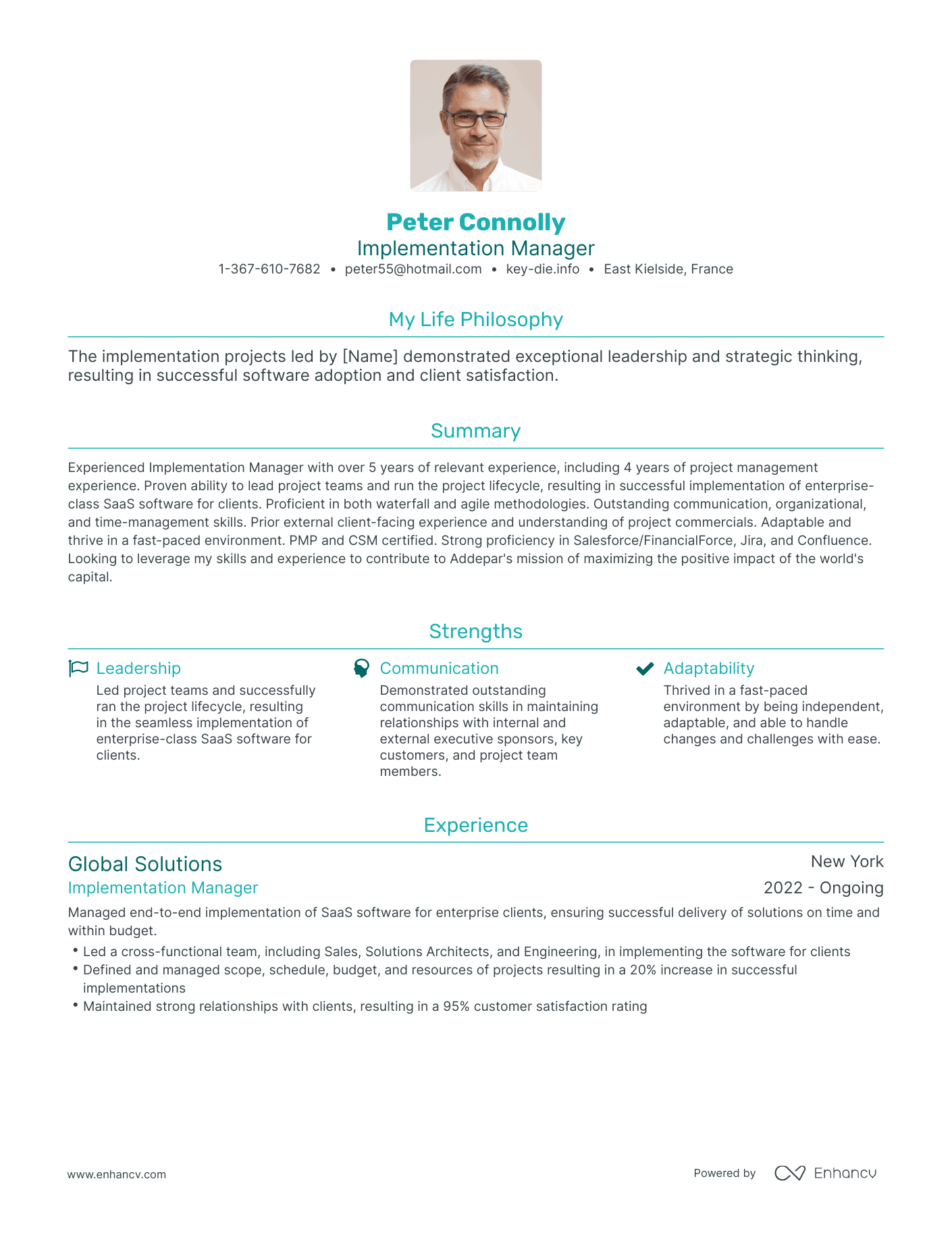 Modern Implementation Manager Resume Example
