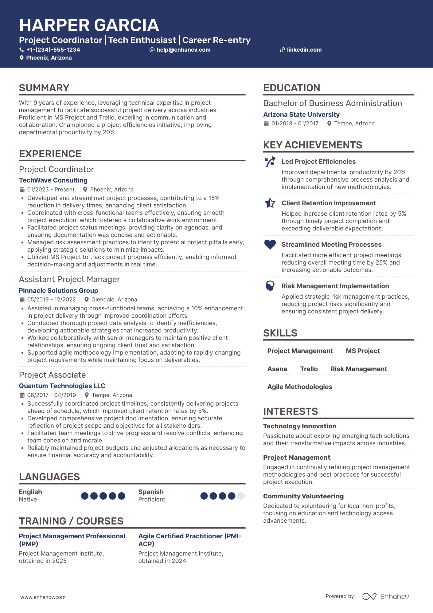 Returning to Workforce resume example