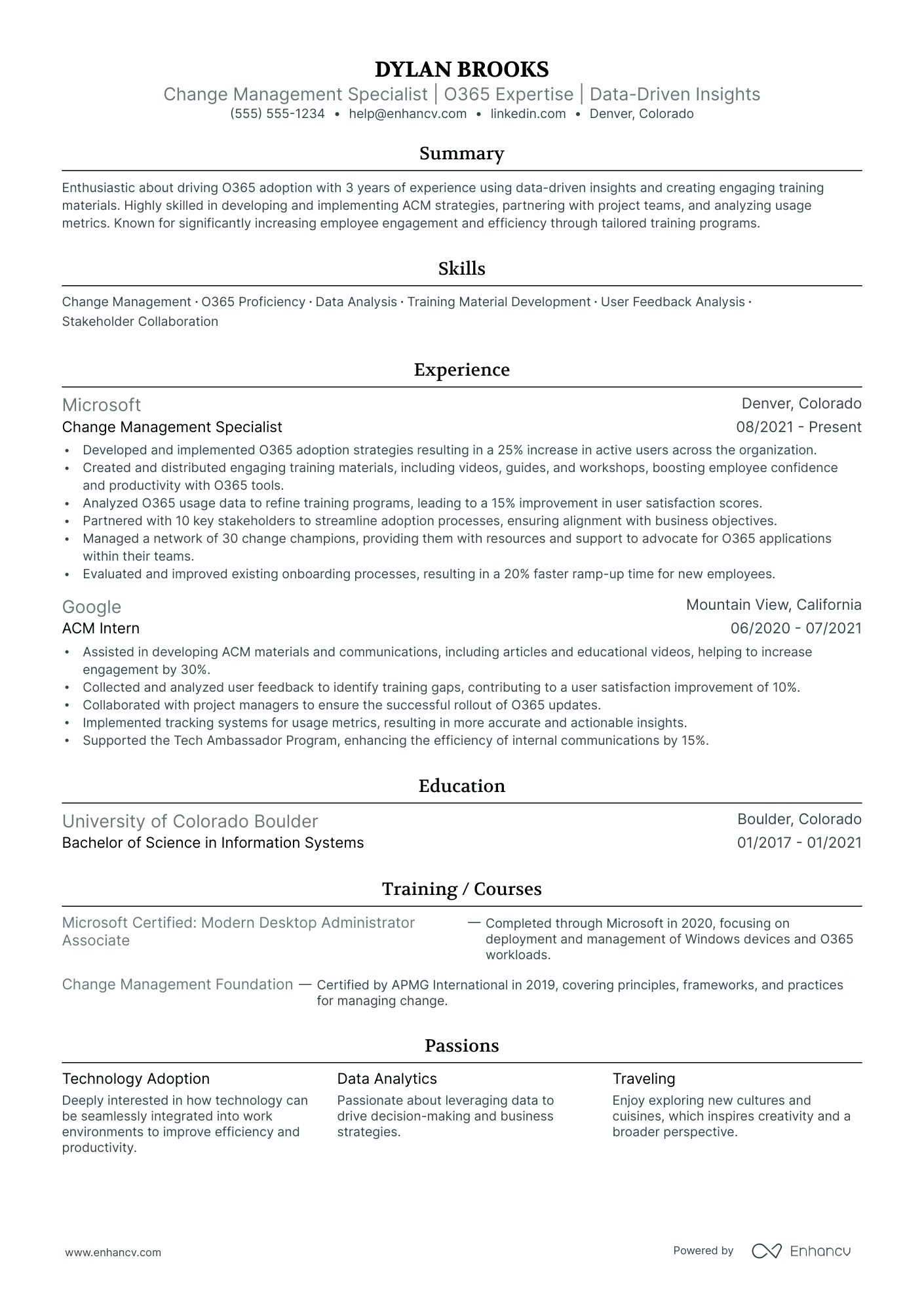 Vice President of Change Management resume example