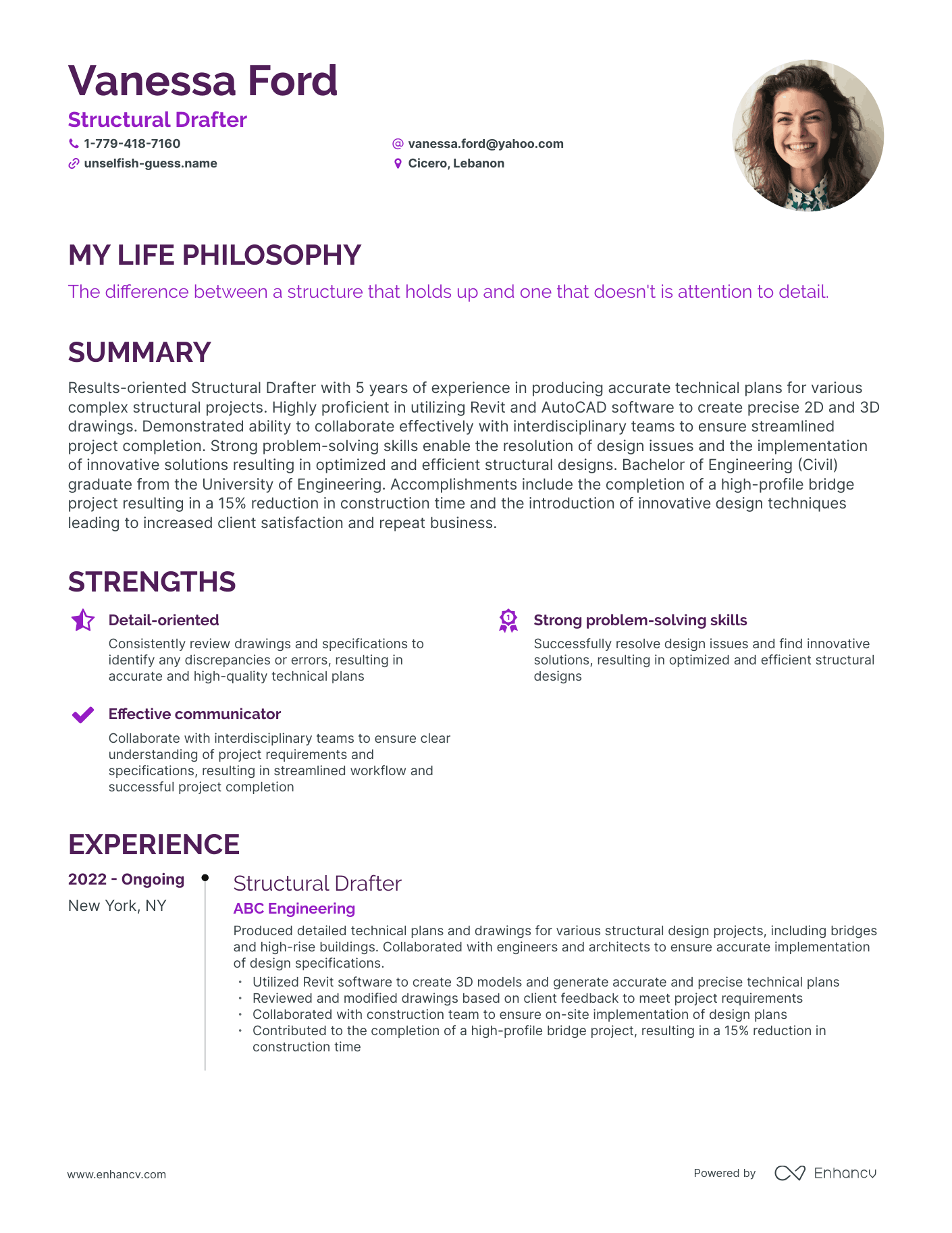 Creative Structural Drafter Resume Example