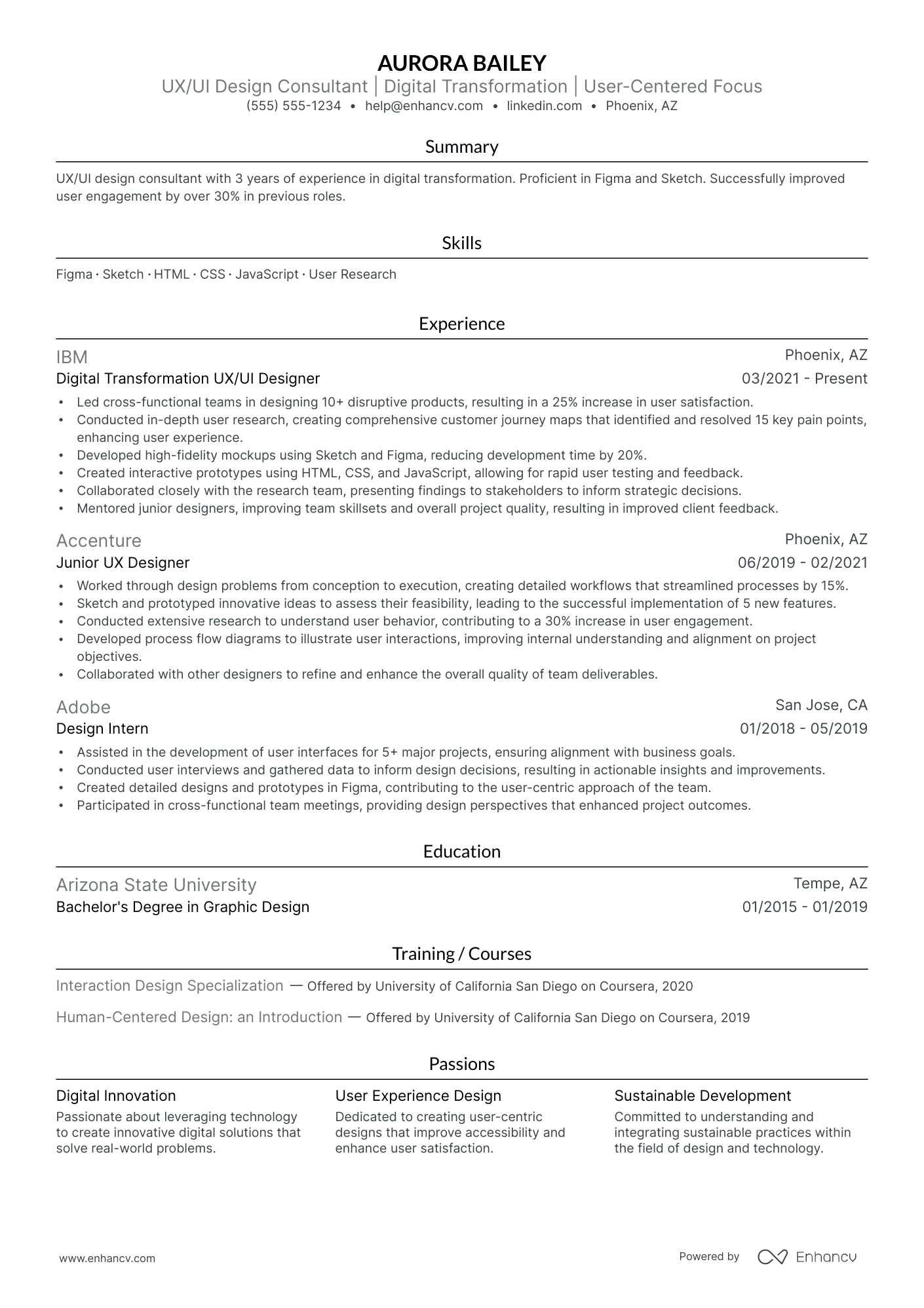 UI Designer Consultant resume example