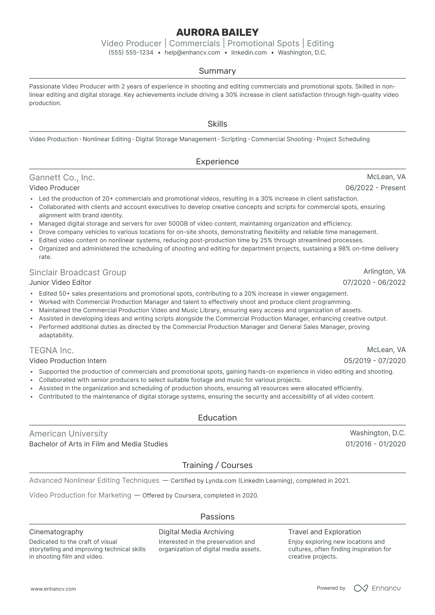 Commercial Photographer resume example