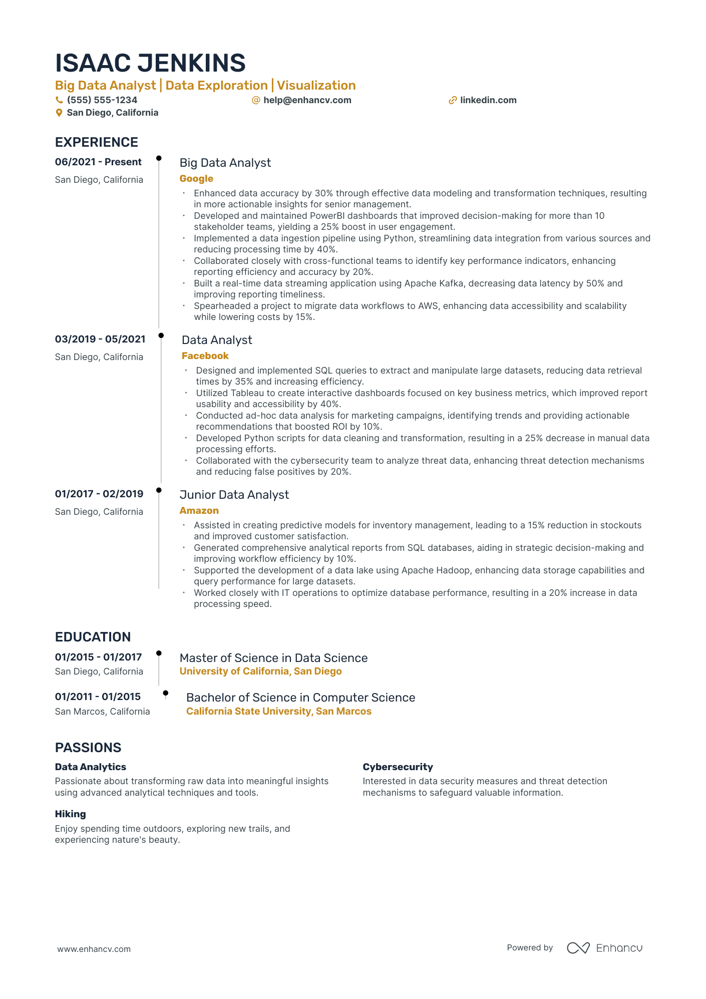 Junior Data Modeling Analyst resume example