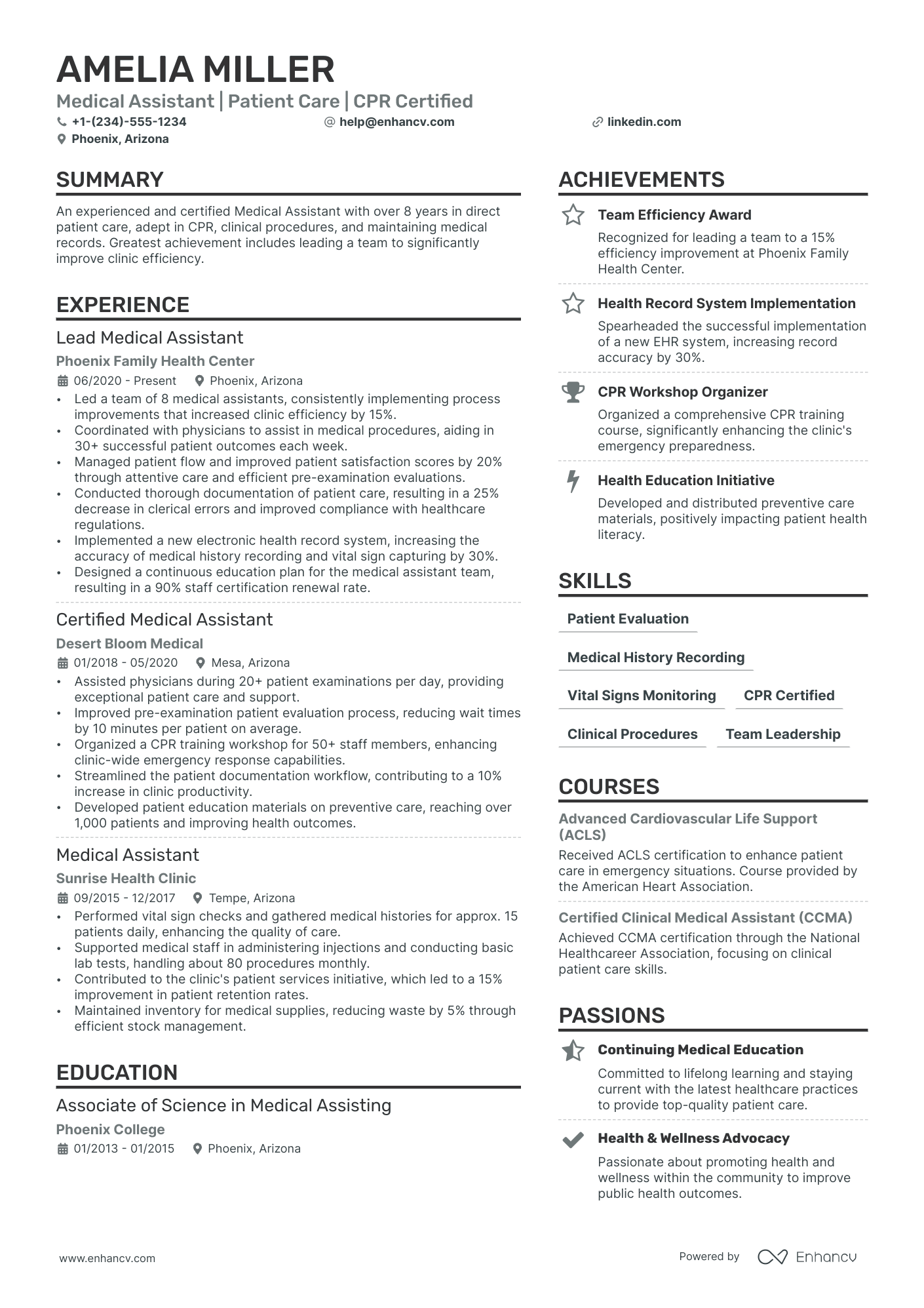 Clinical Medical Assistant resume example