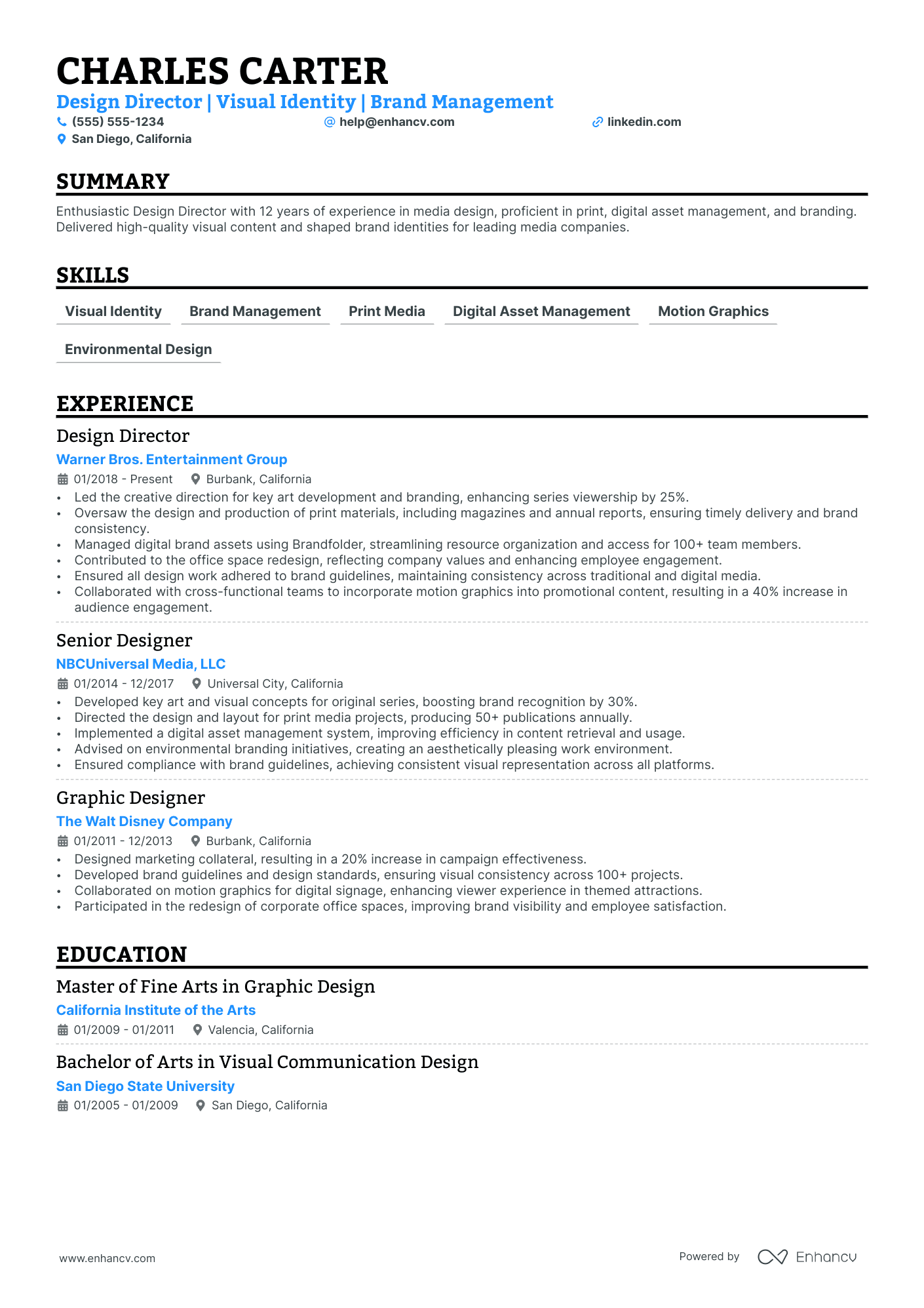 Junior Art Director resume example