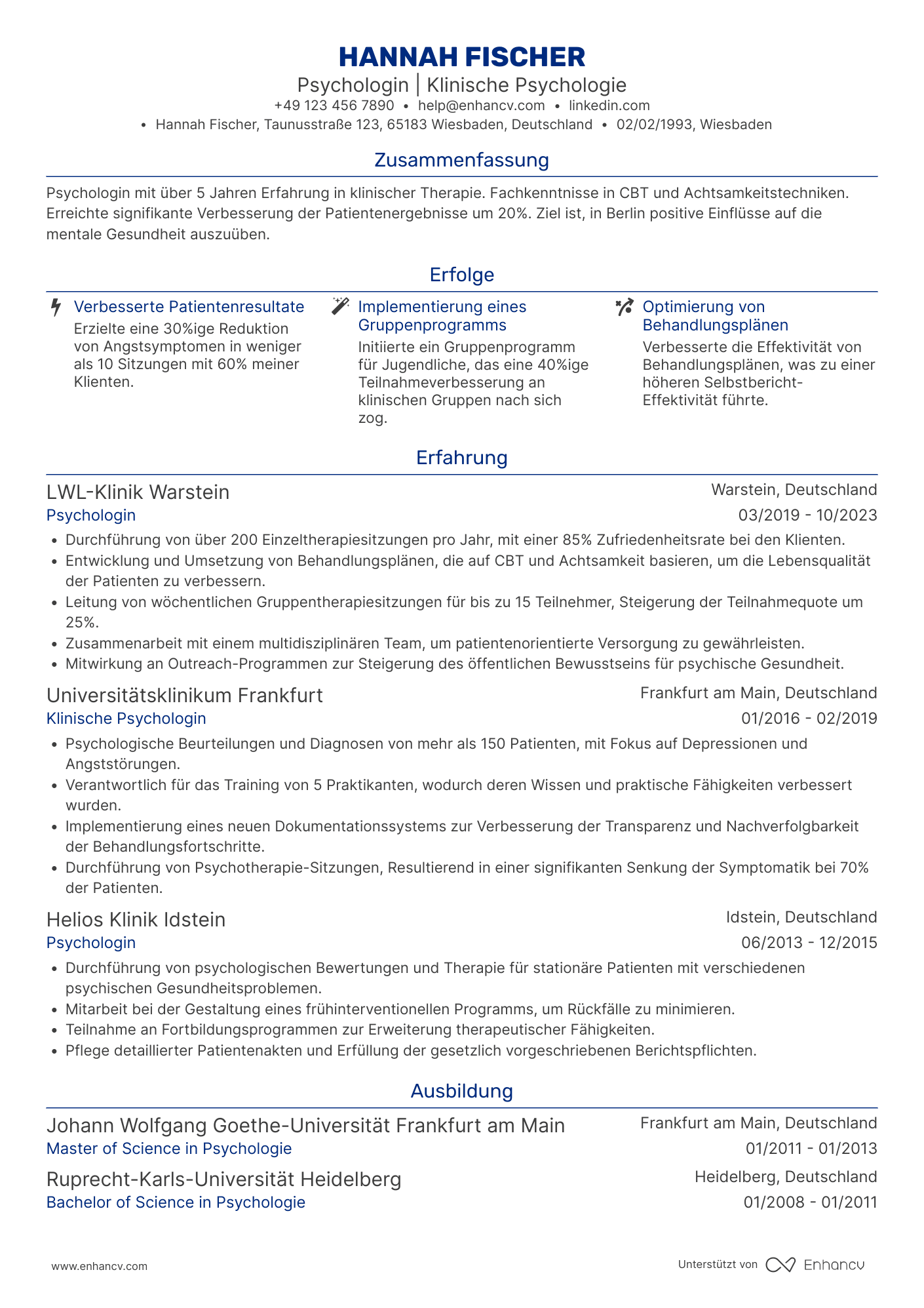 Psychologe CV