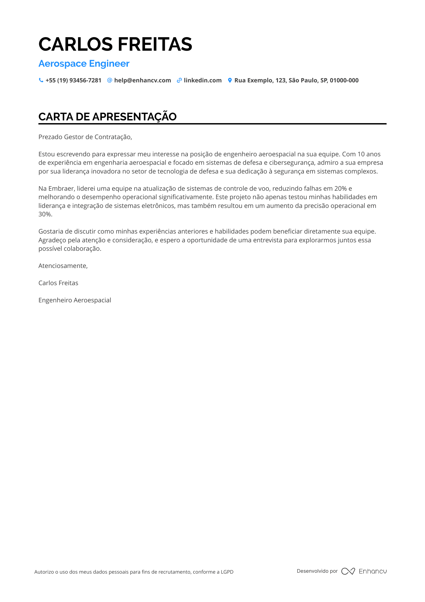 Executivo Carta de apresentação