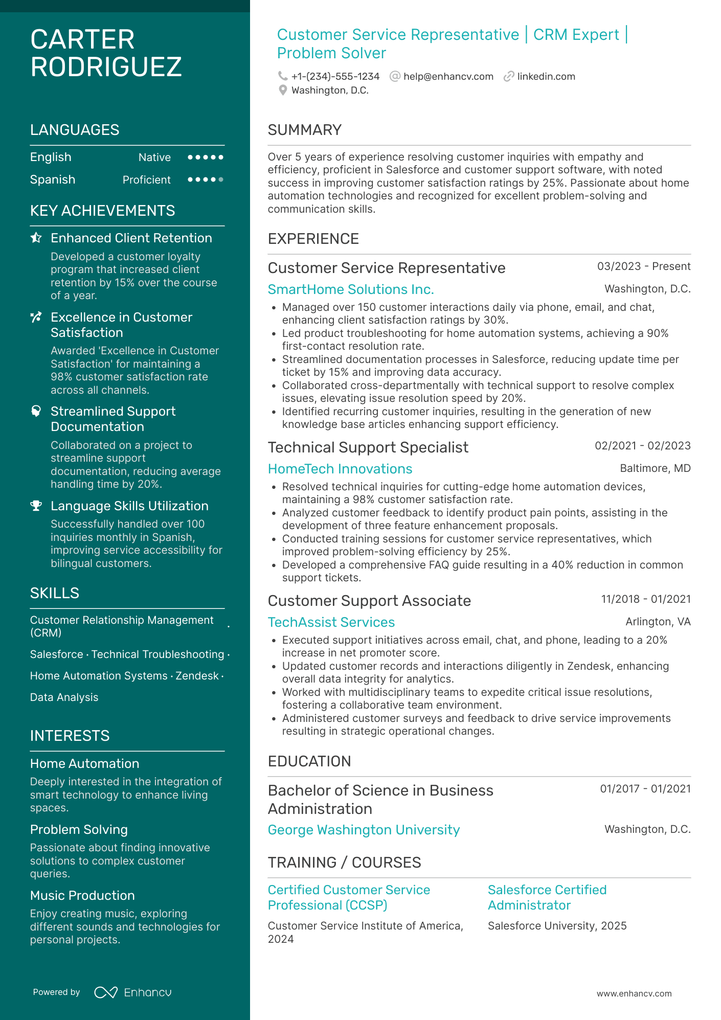 Customer Service resume example