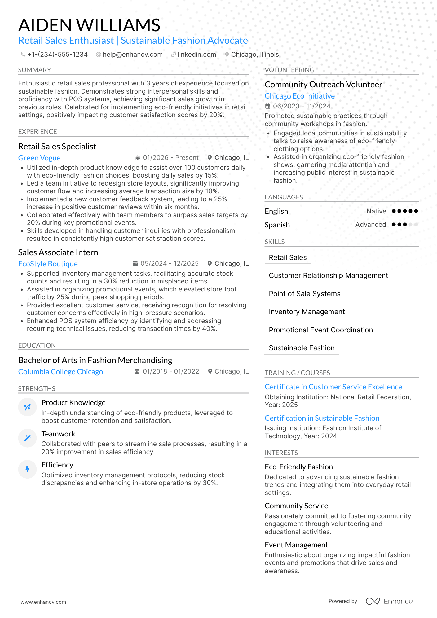 Retail Sales Associate resume example