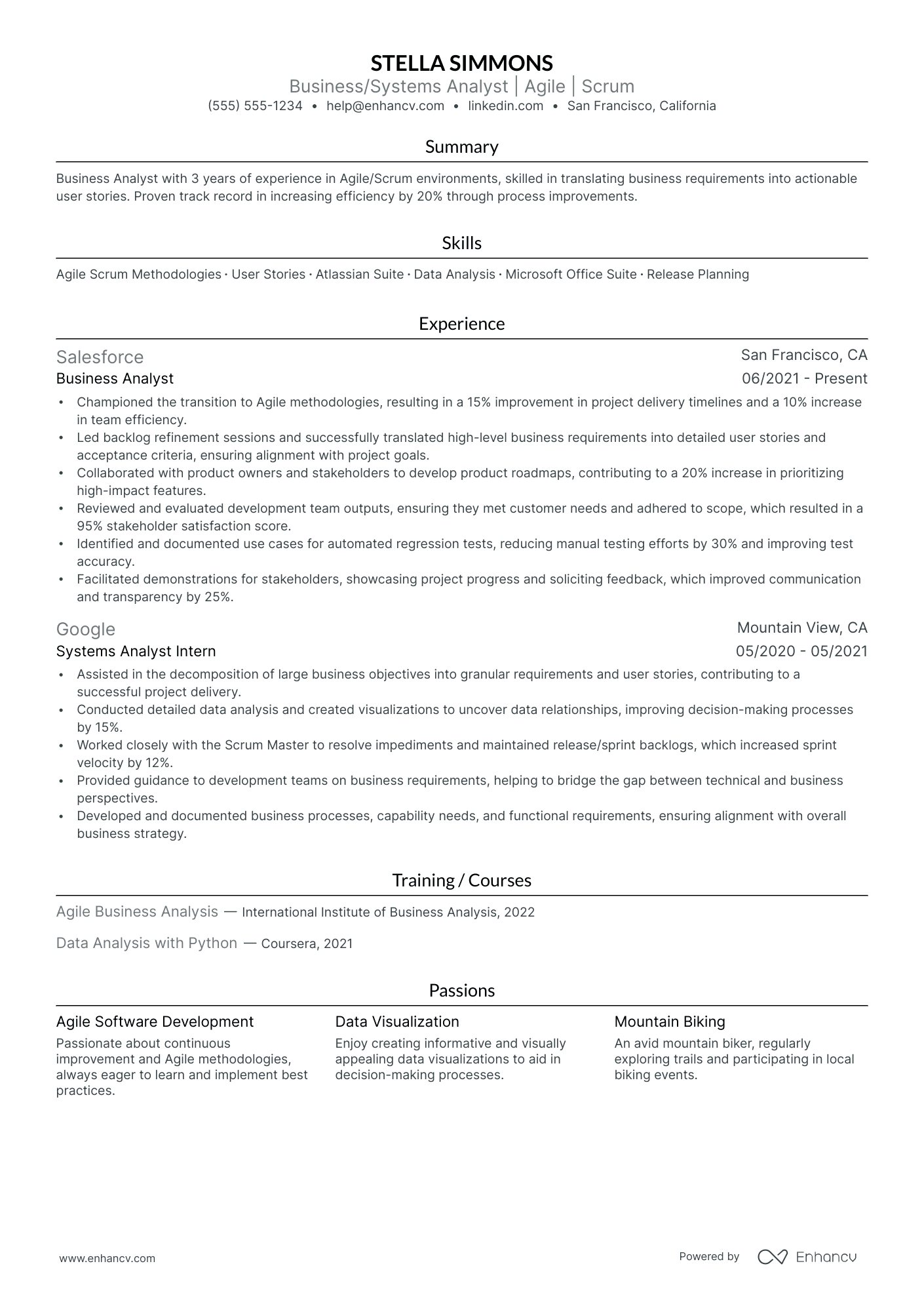 Business Analyst resume example