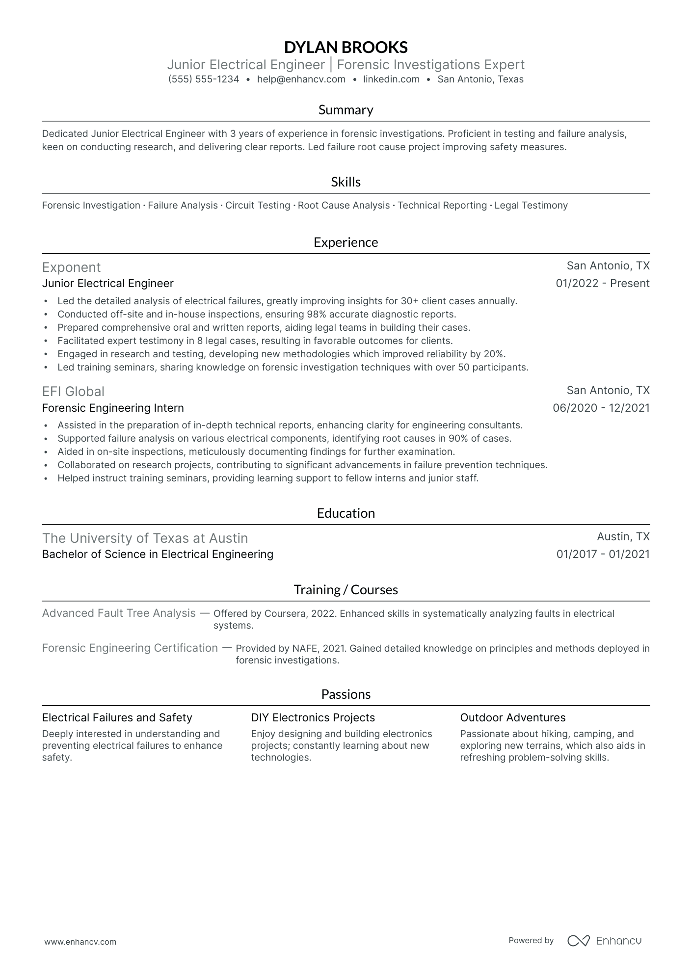 Electrical Engineer Consultant resume example