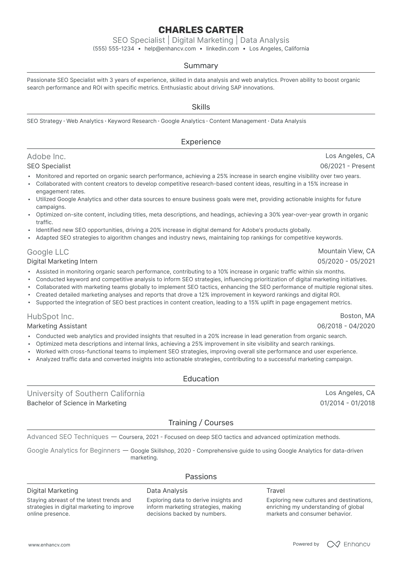 SEO Specialist resume example