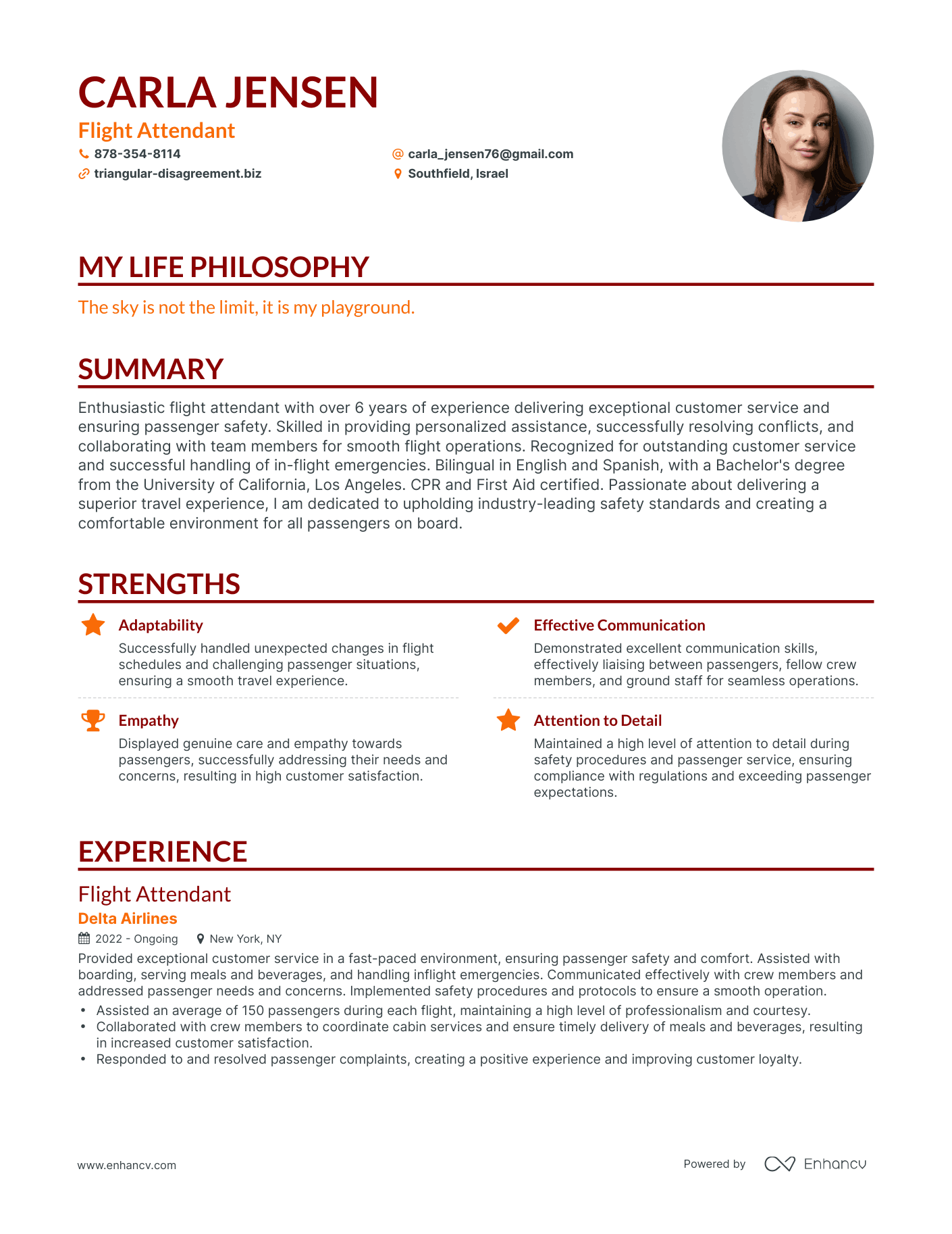 flight attendant resume skills