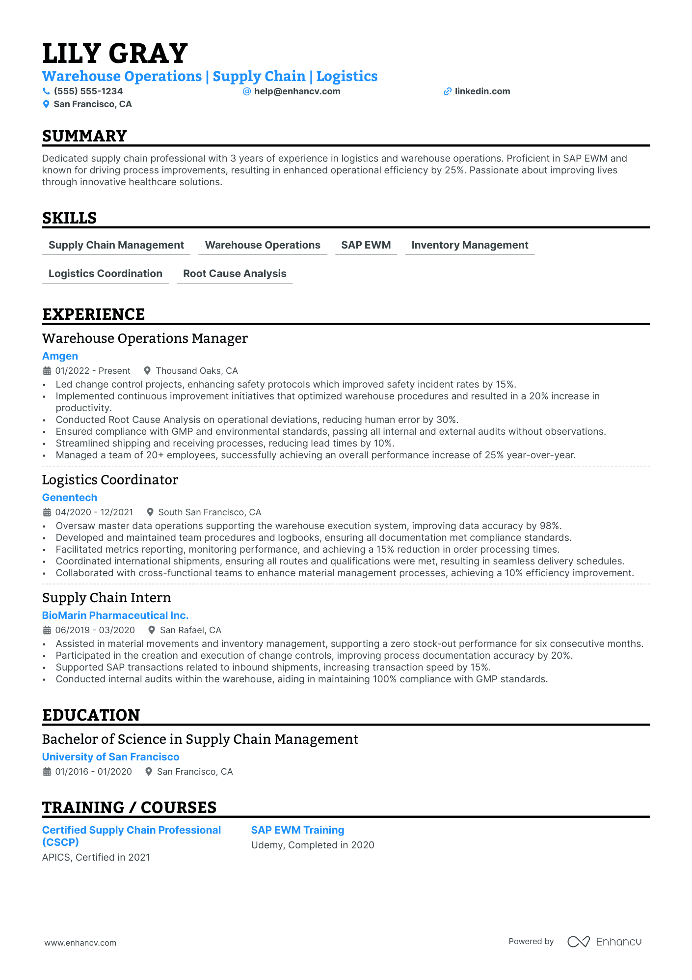 Warehouse Logistics Associate resume example