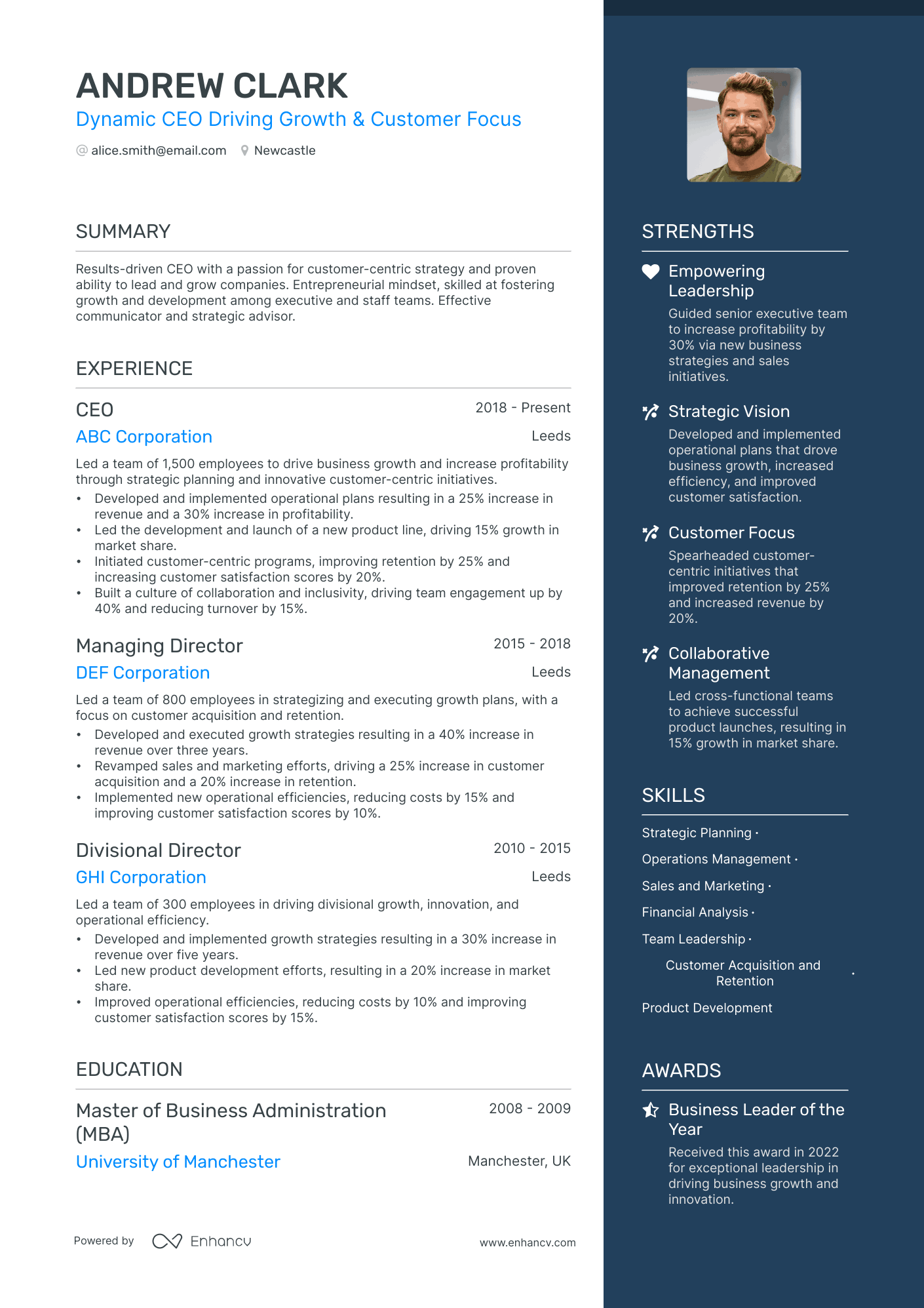 3 CEO CV Examples for 2024