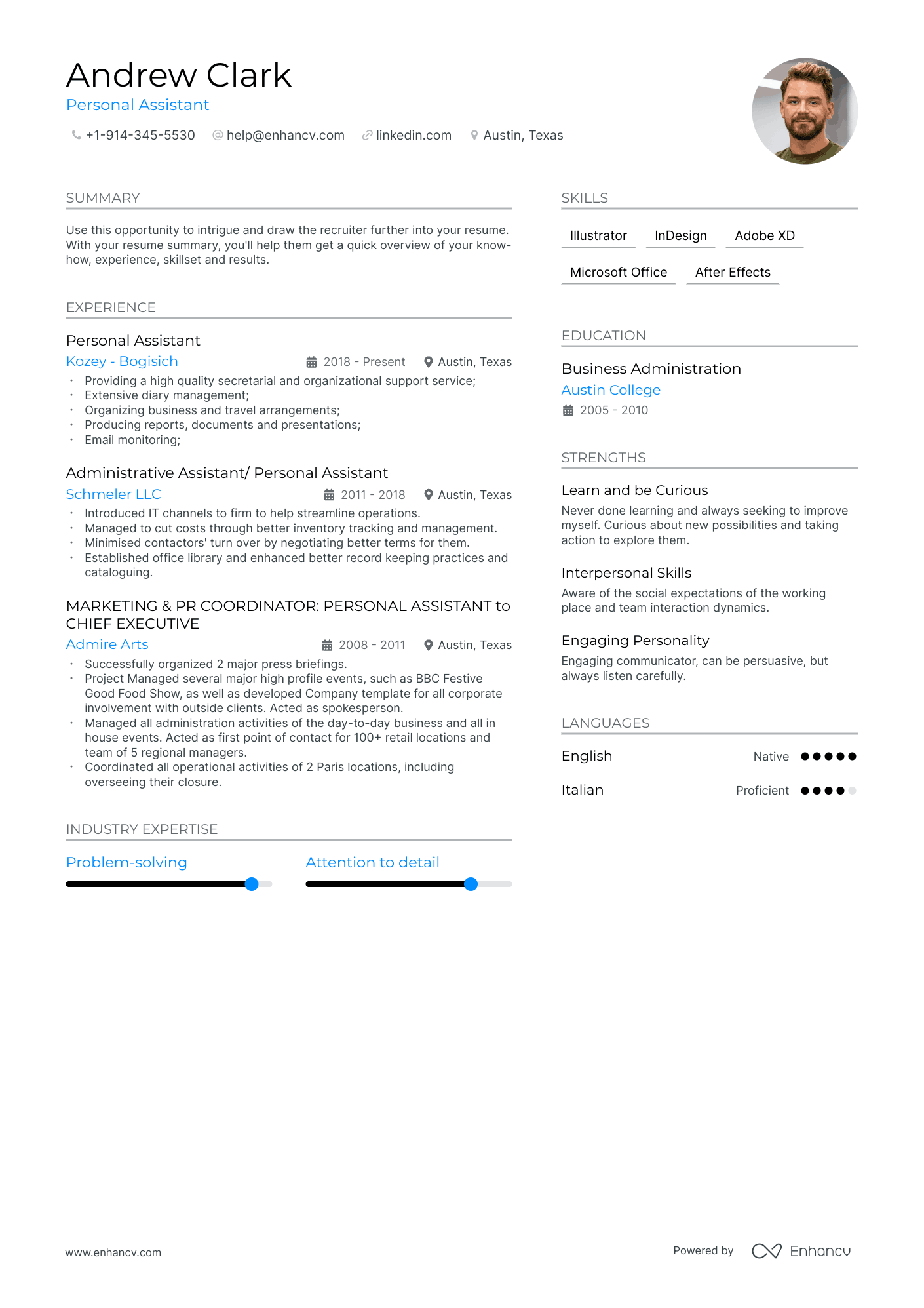 personal assistant resume example