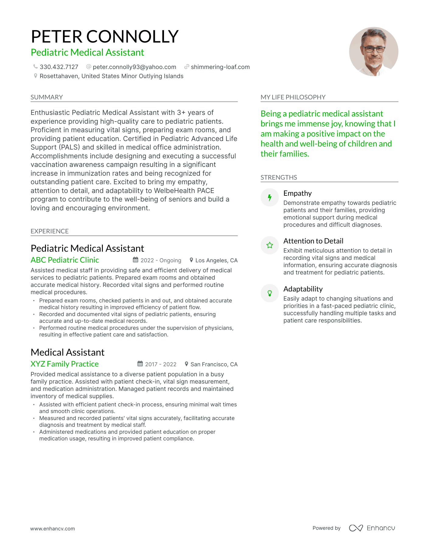 Modern Pediatric Medical Assistant Resume Example