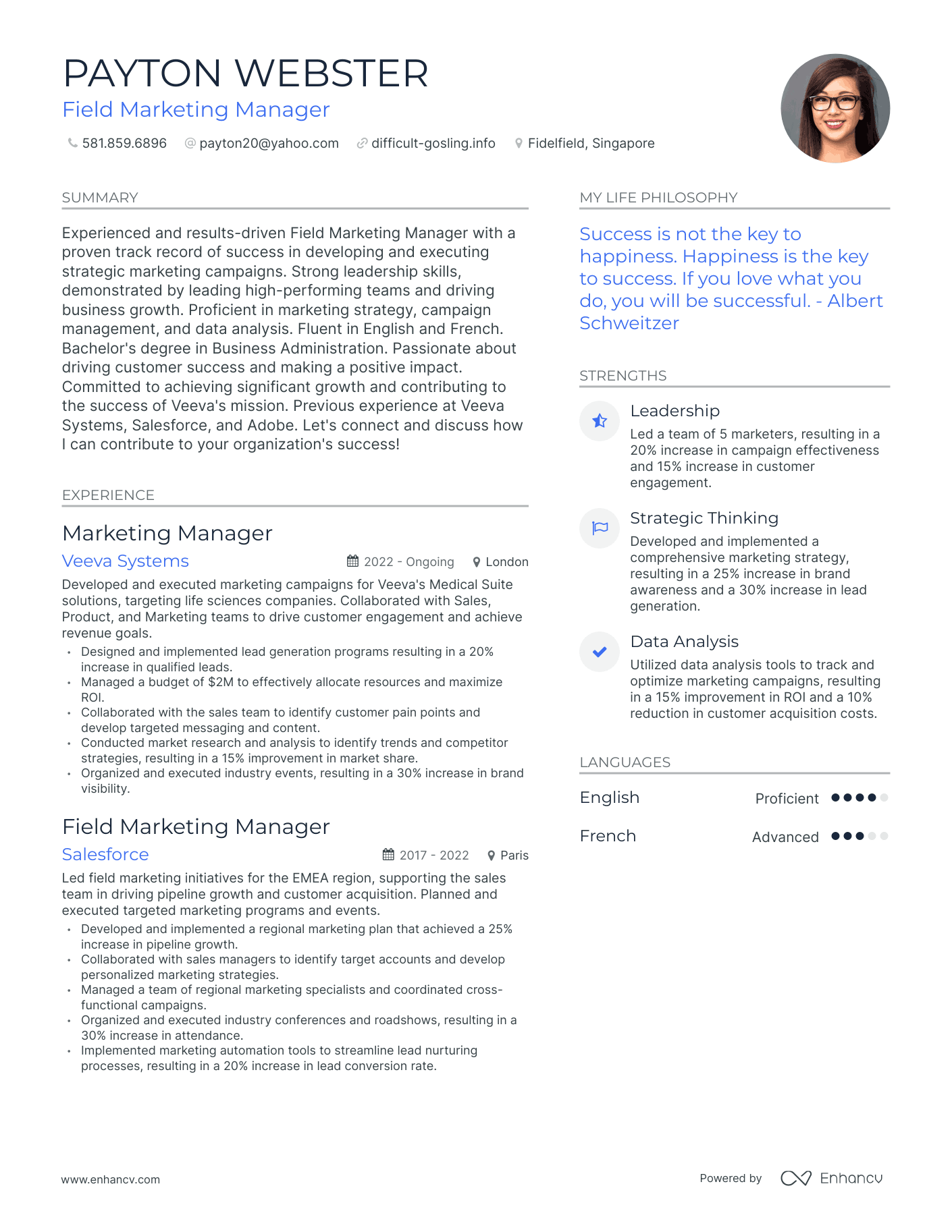 Field Marketing Manager resume example