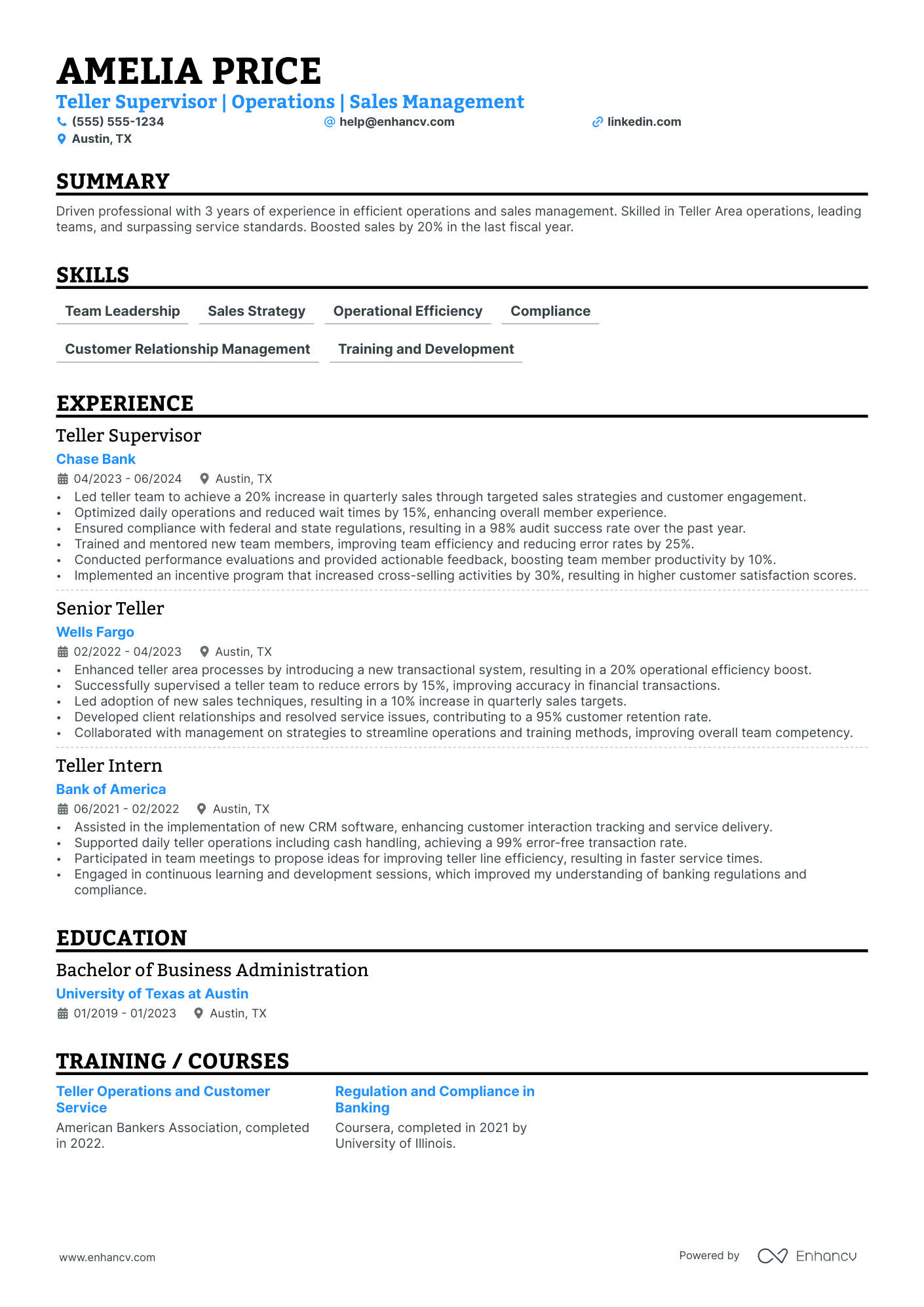 Bank Teller Supervisor Resume Example Resume Example