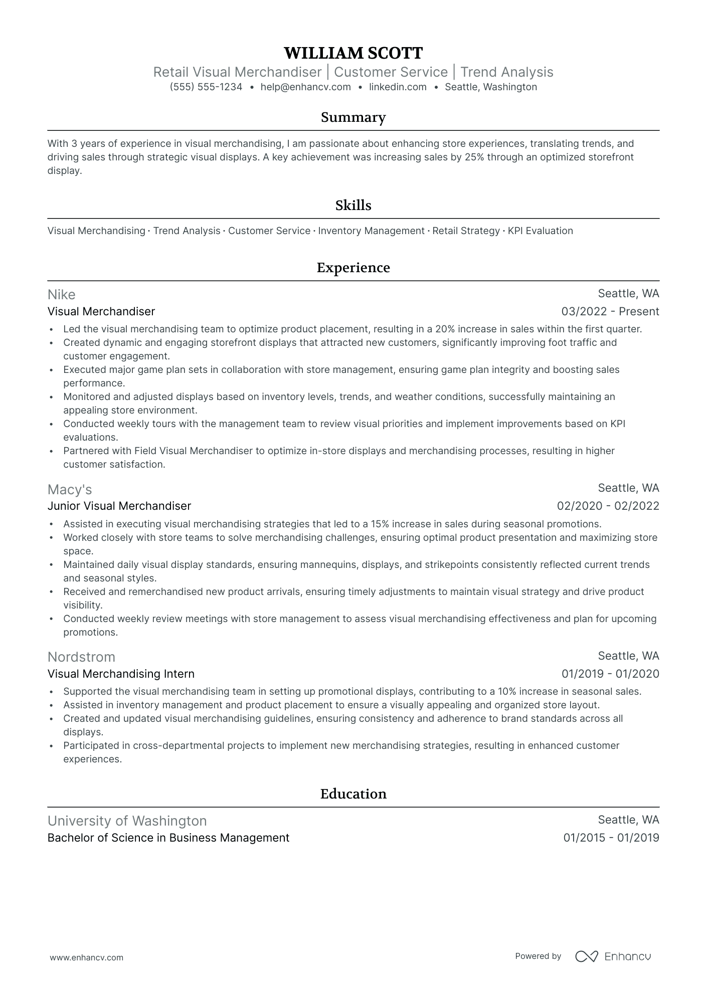 In-store Visual Merchandiser Resume Example Resume Example