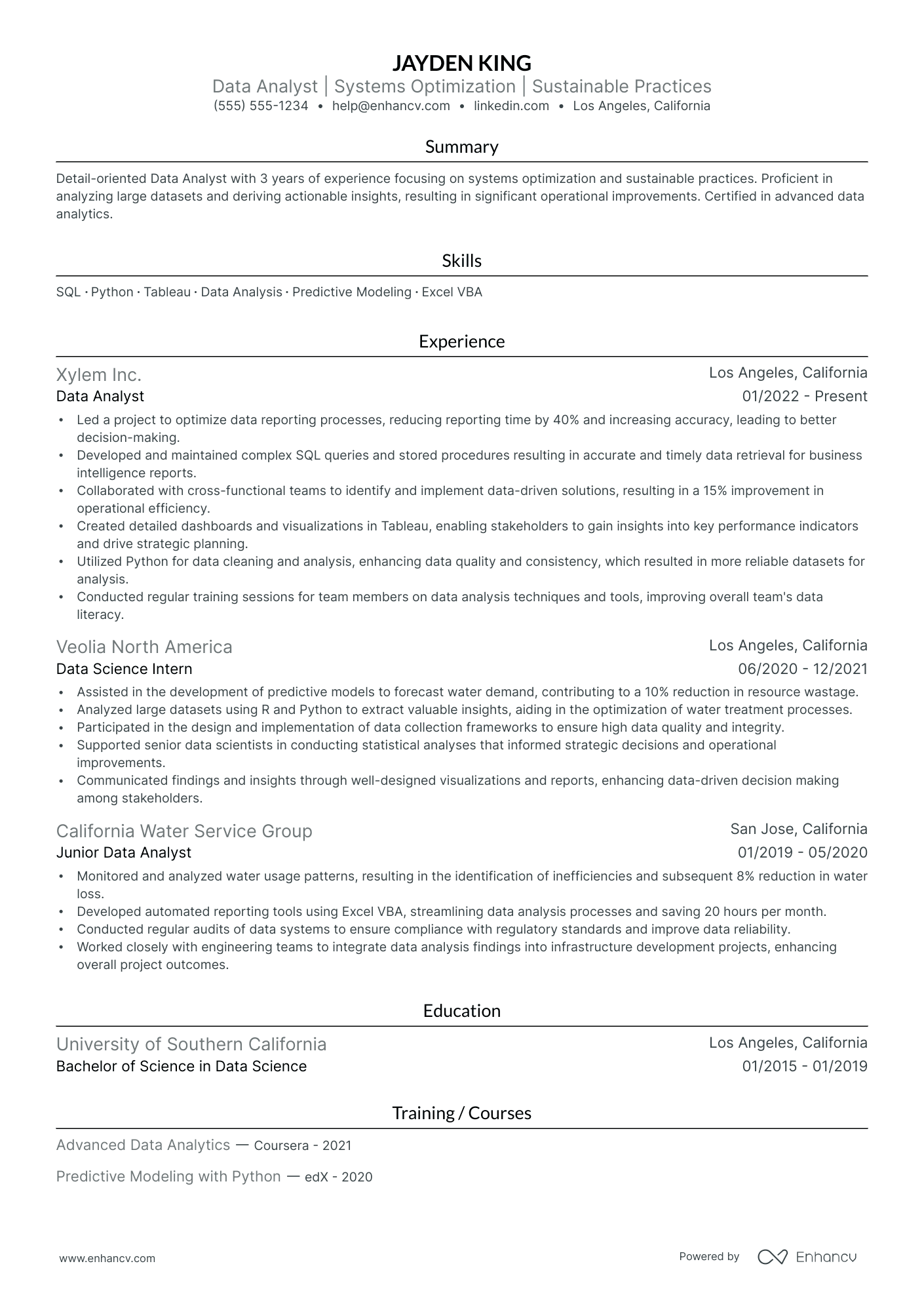 Environmental Engineering Manager resume example