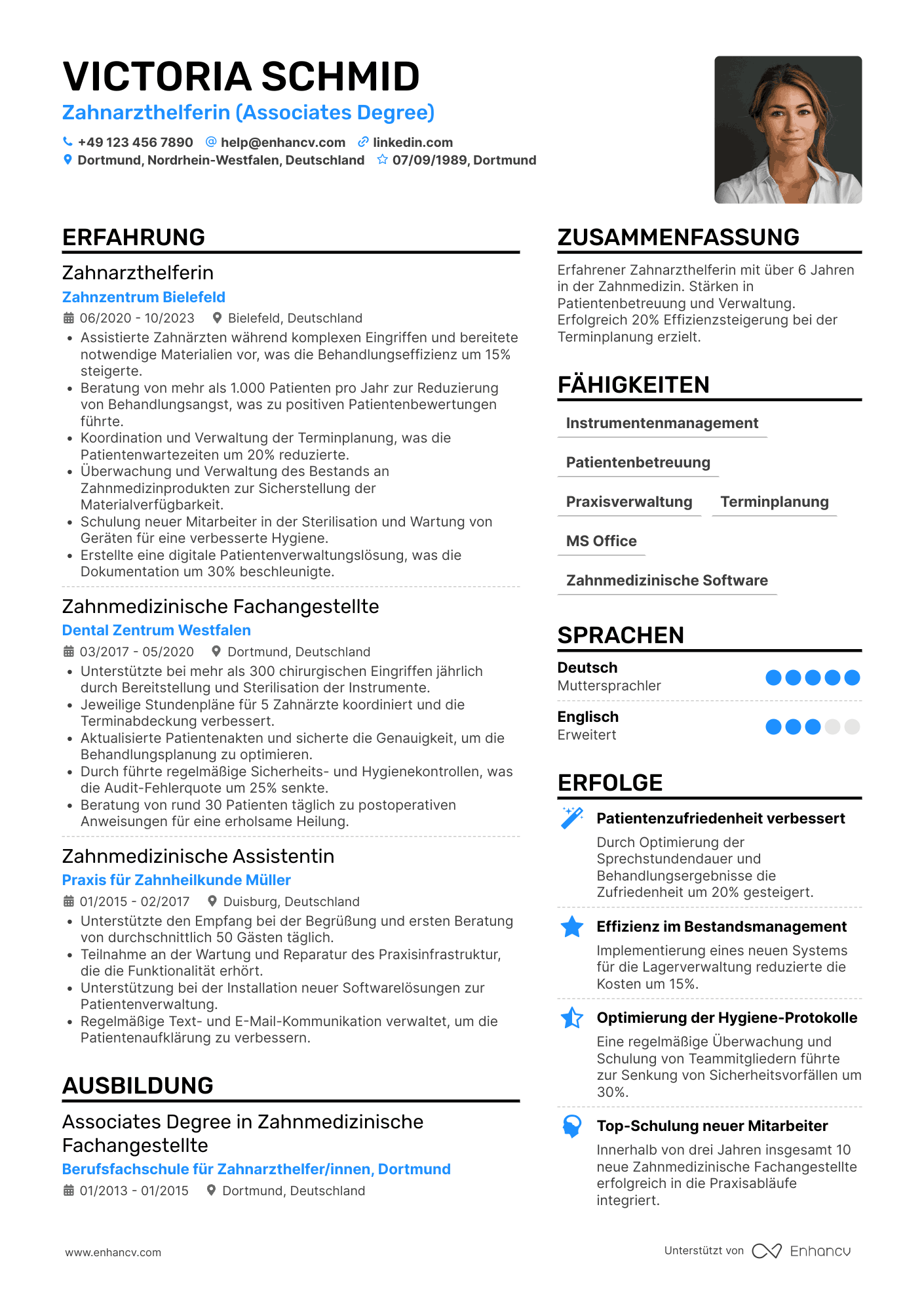 Zahnarzthelferin CV