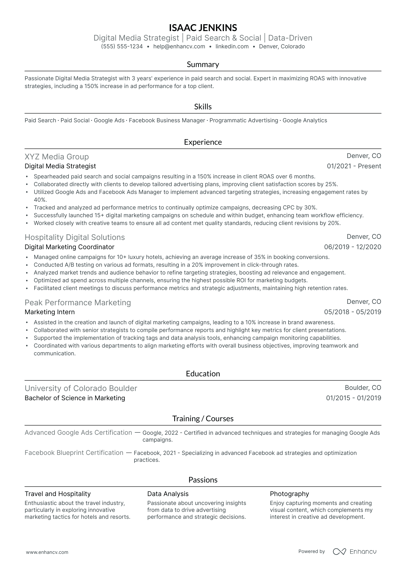 Senior Digital Media Strategist resume example