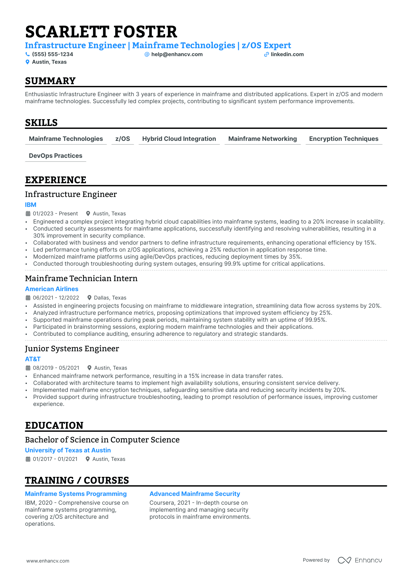 Infrastructure Engineer resume example