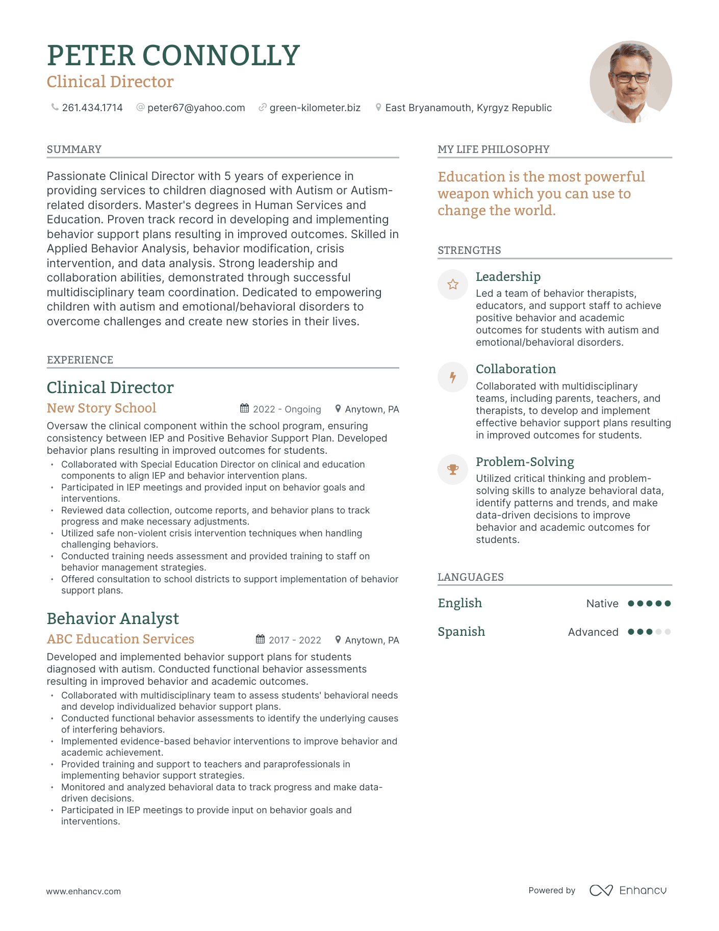 Modern Clinical Director Resume Example