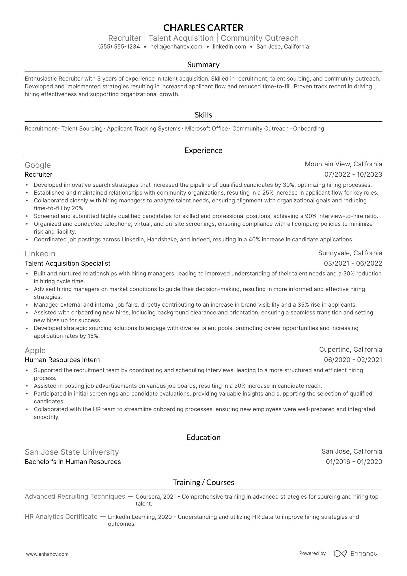 Freelance Recruiter resume example