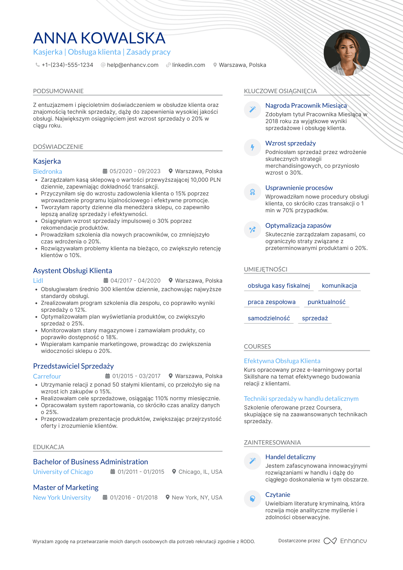 Kasjer CV