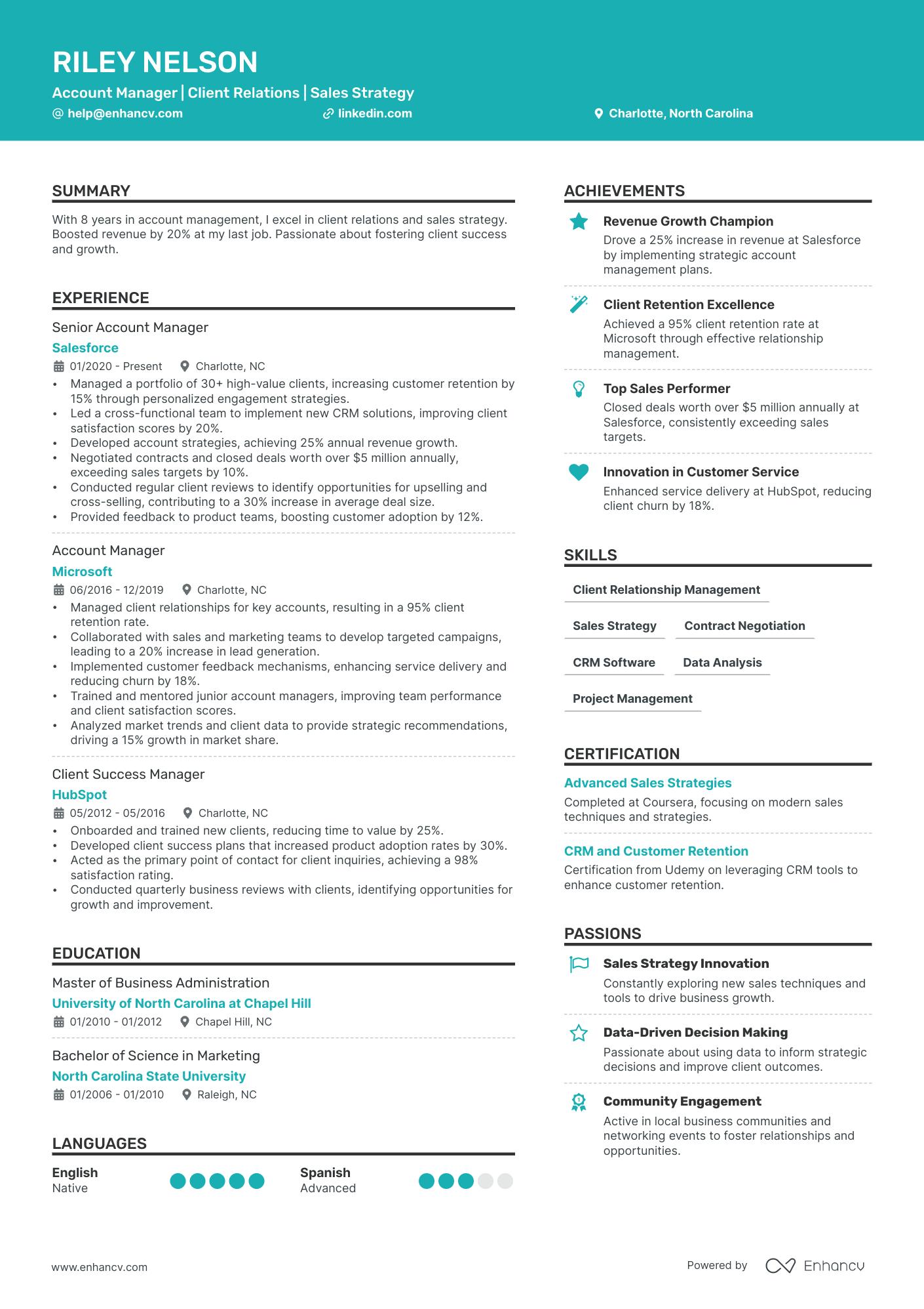 Account Manager resume example