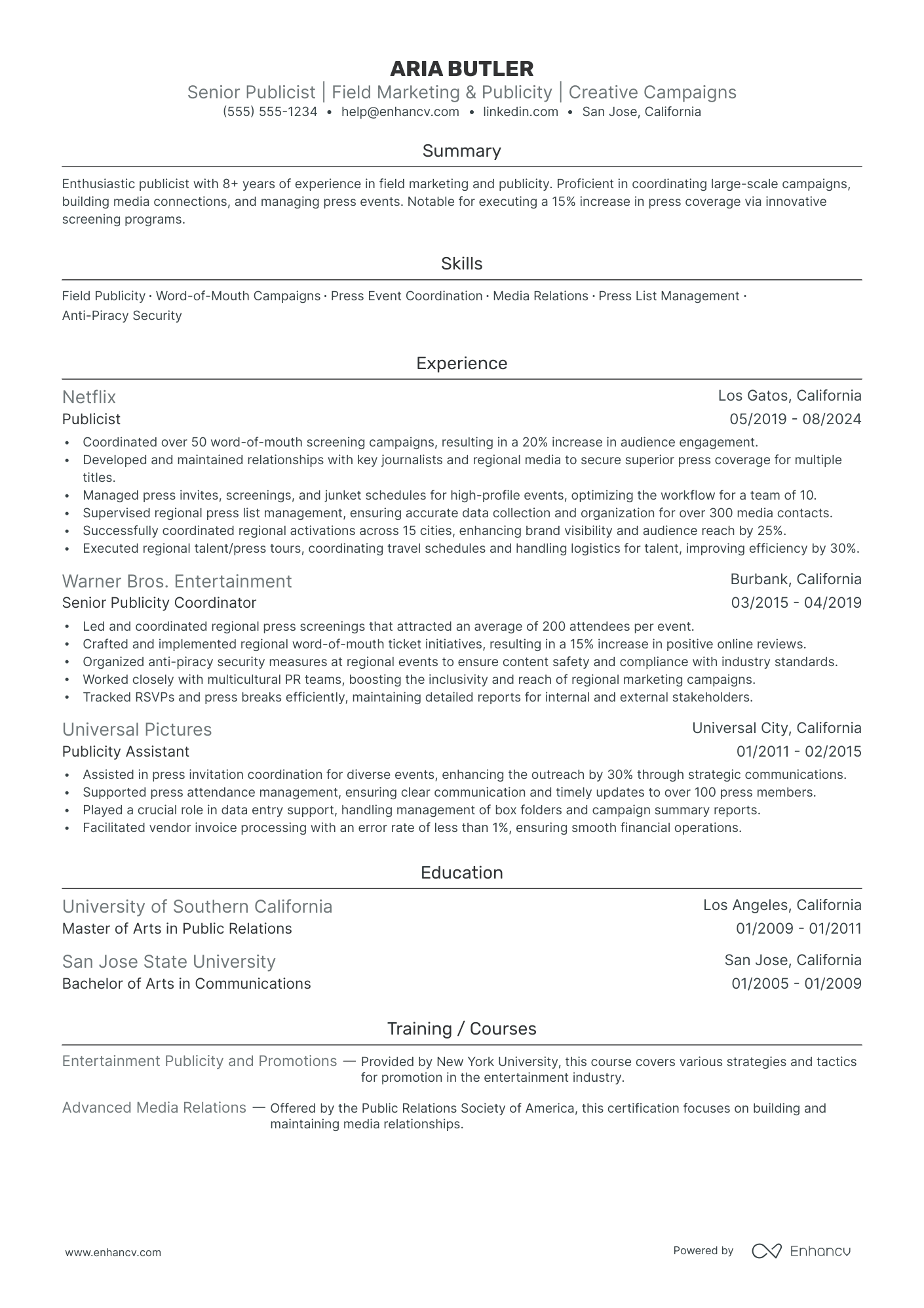 Junior Publicist Resume Example Resume Example