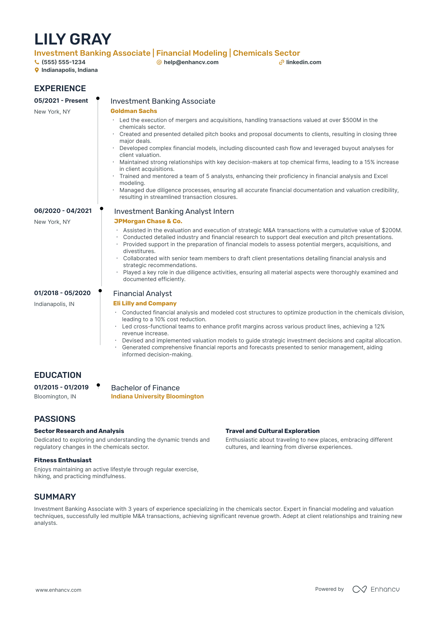 Head of Investment Banking resume example