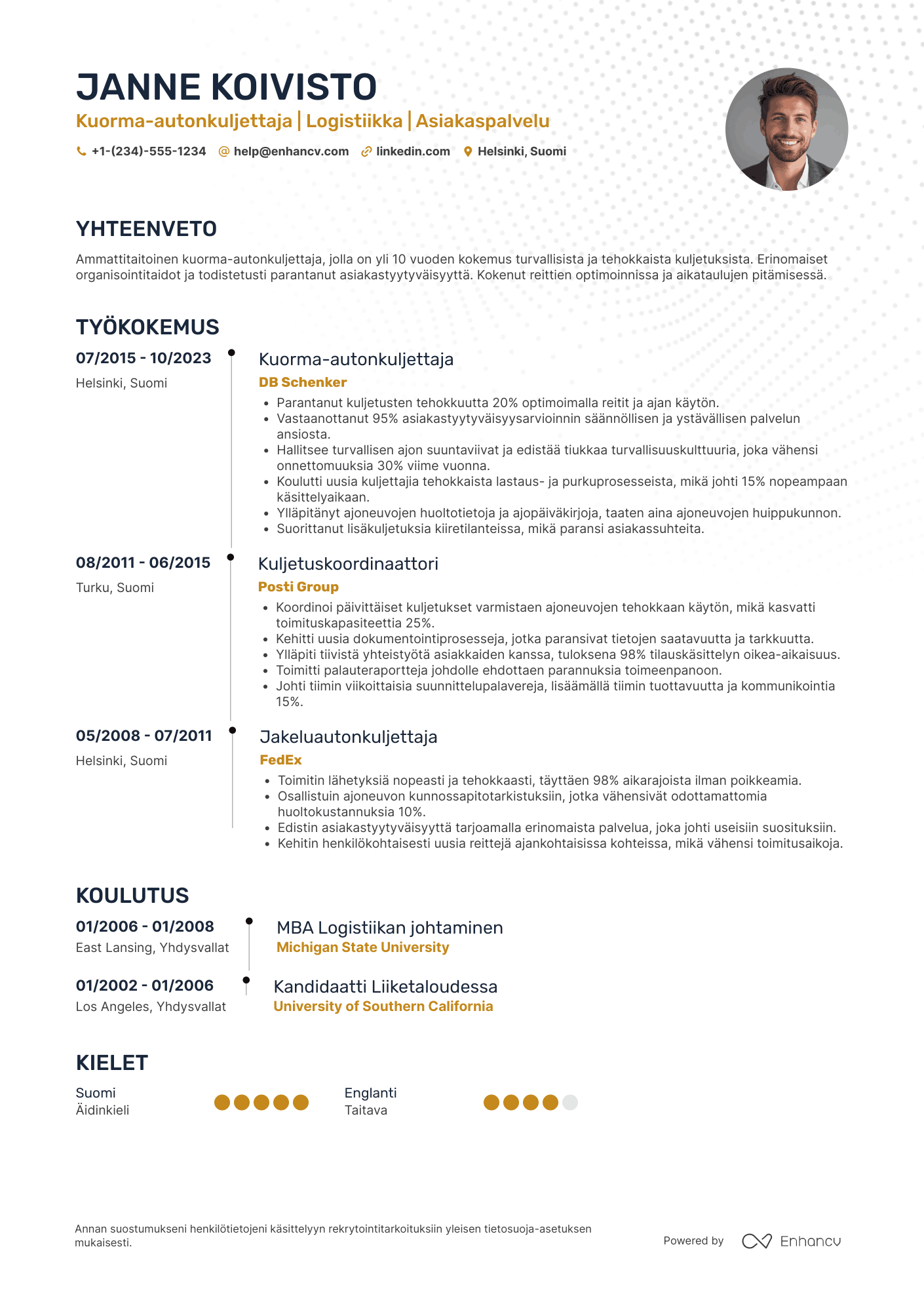 Kuorma autonkuljettaja CV