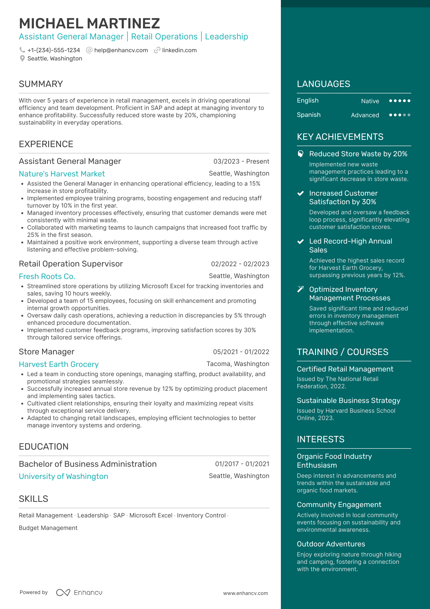 Assistant General Manager resume example