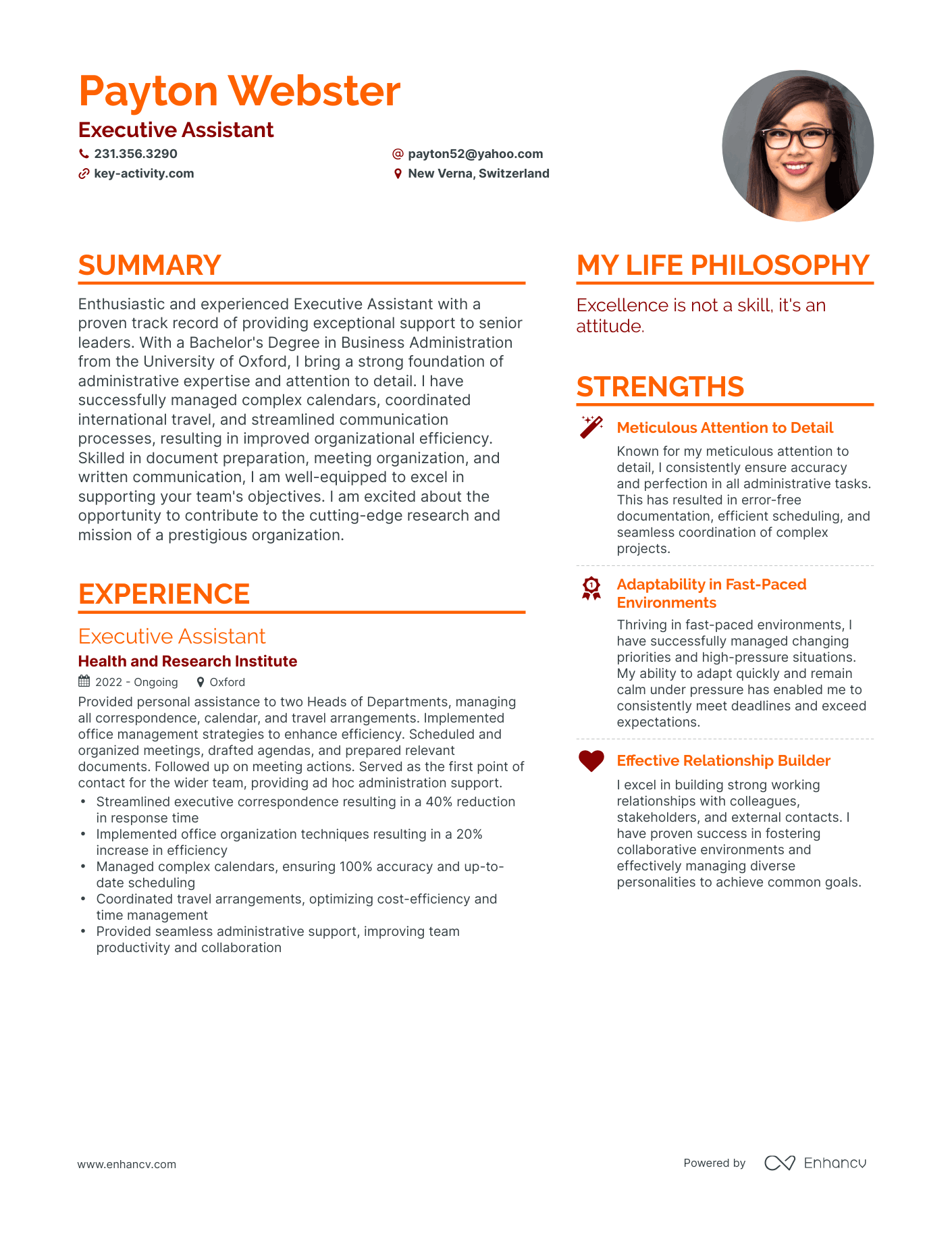 Modern Executive Assistant Resume Example
