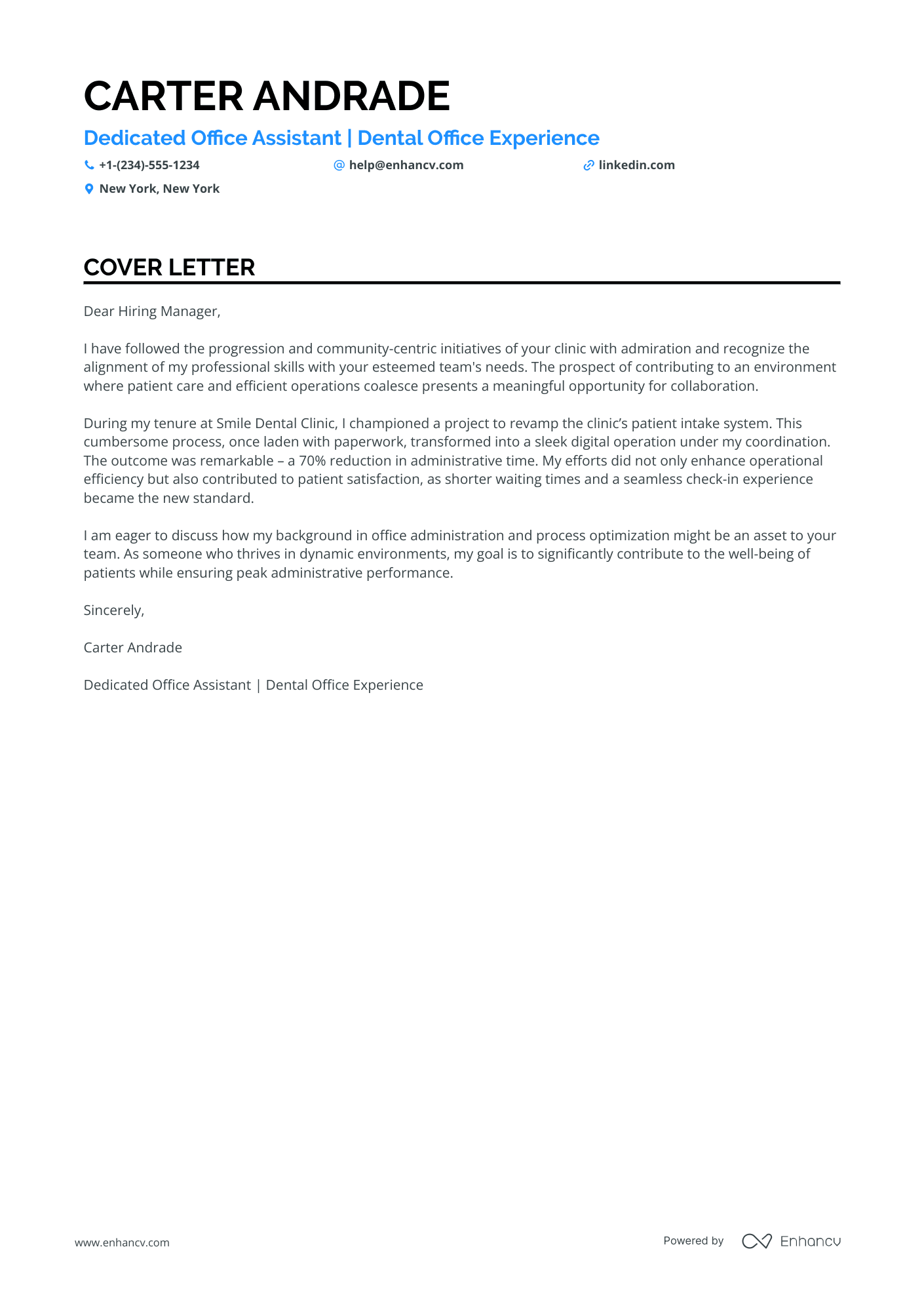 Front Office Assistant cover letter