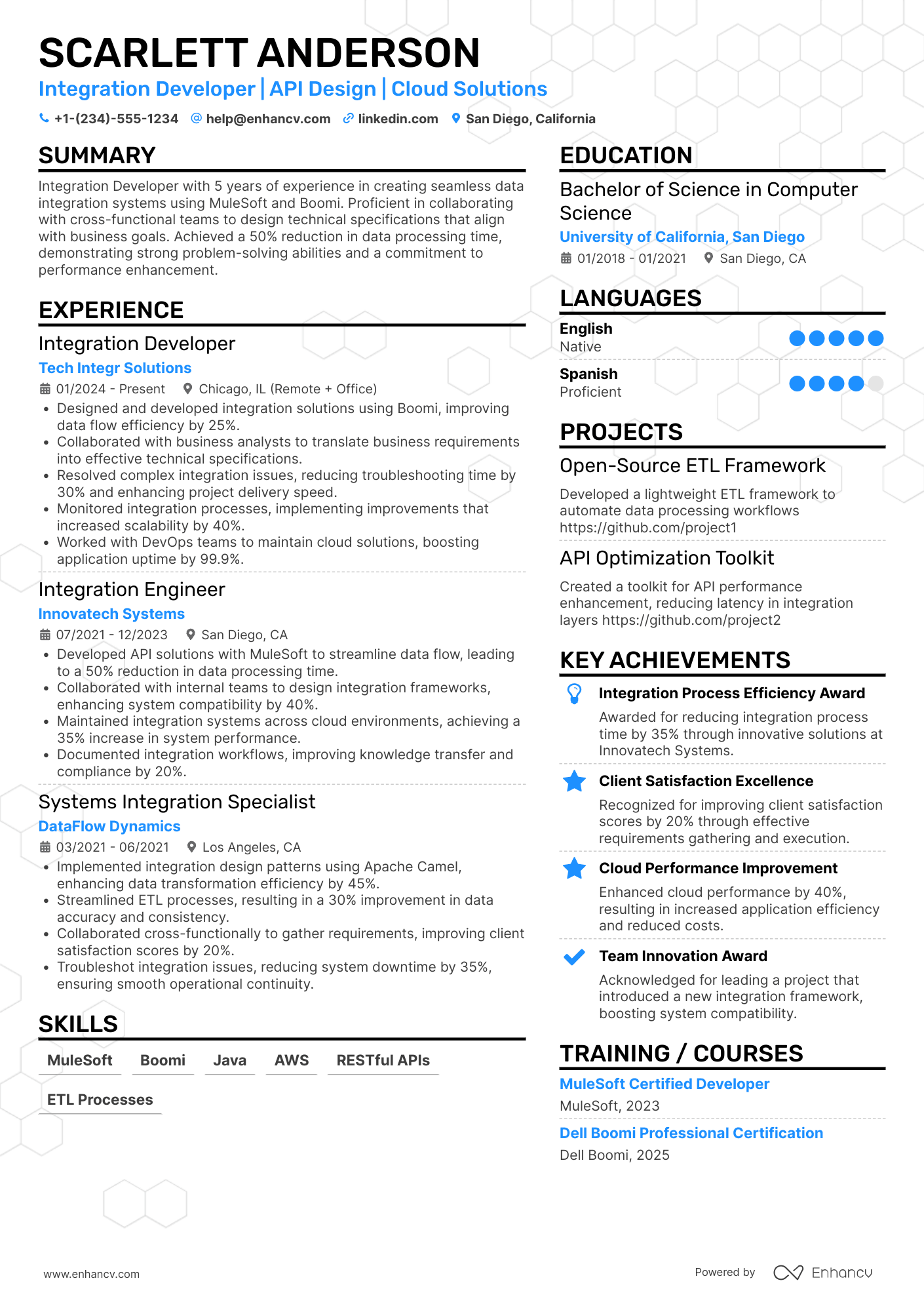 Integration Developer resume example