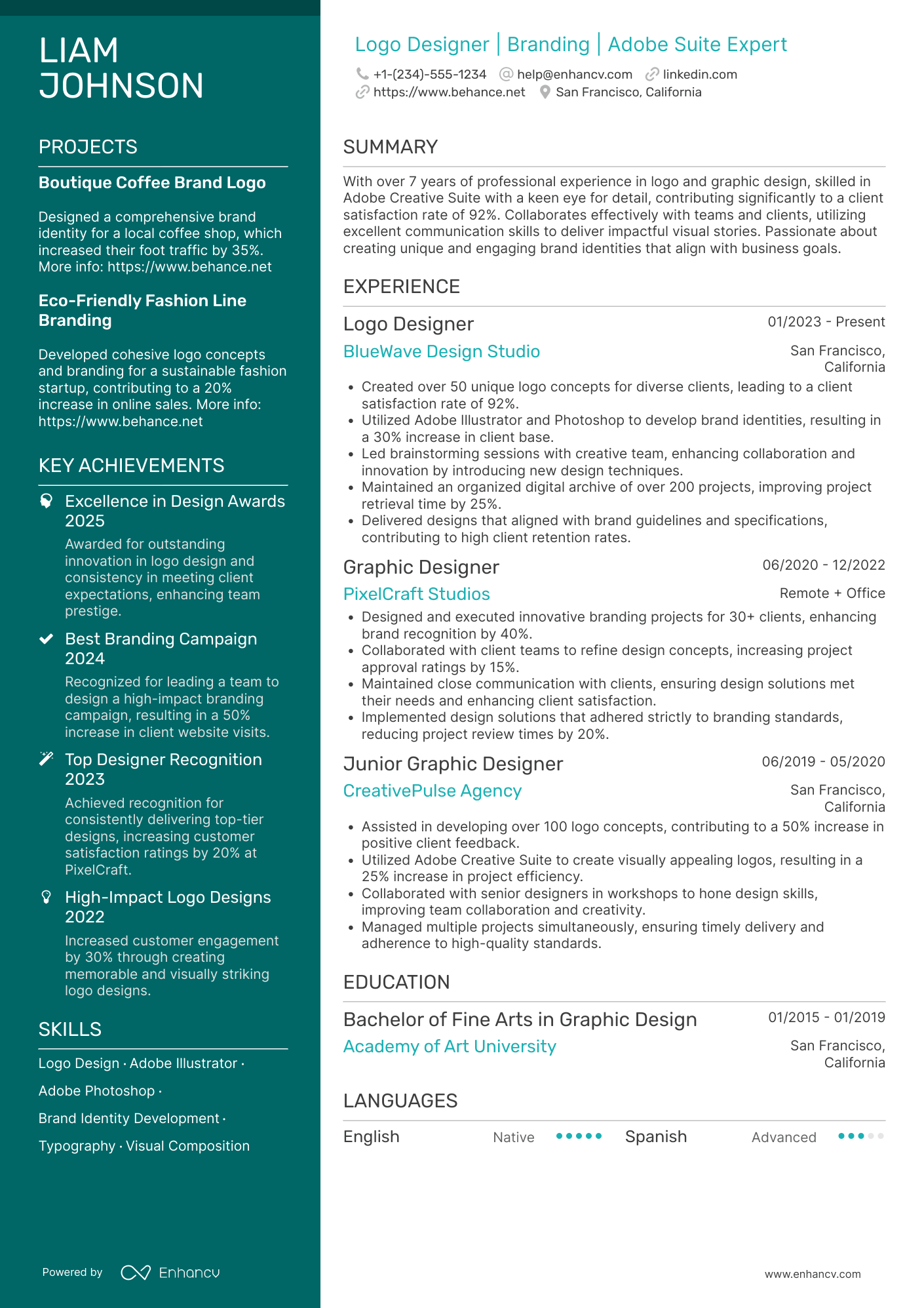 Logo Designer resume example