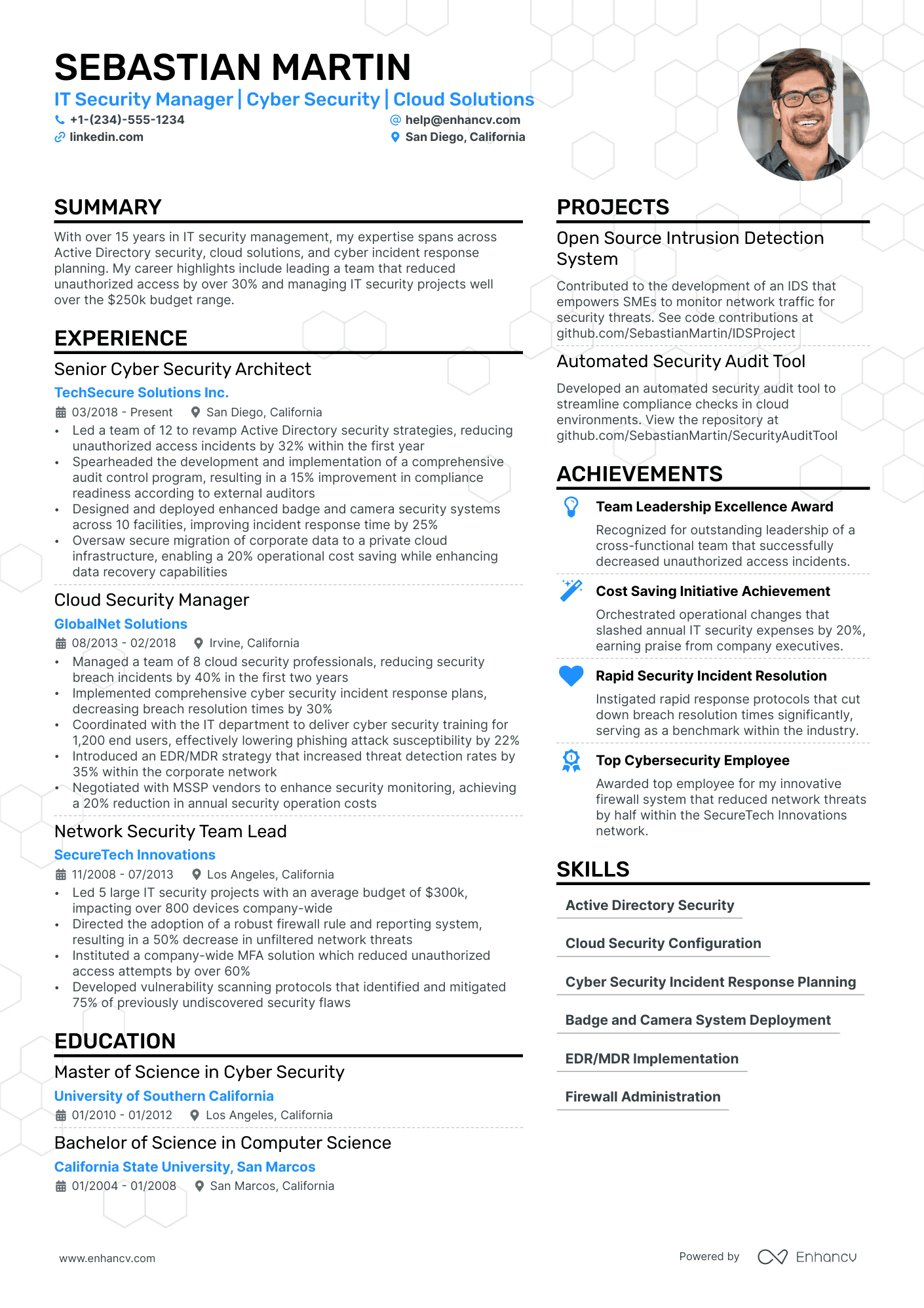 IT Security Manager resume example