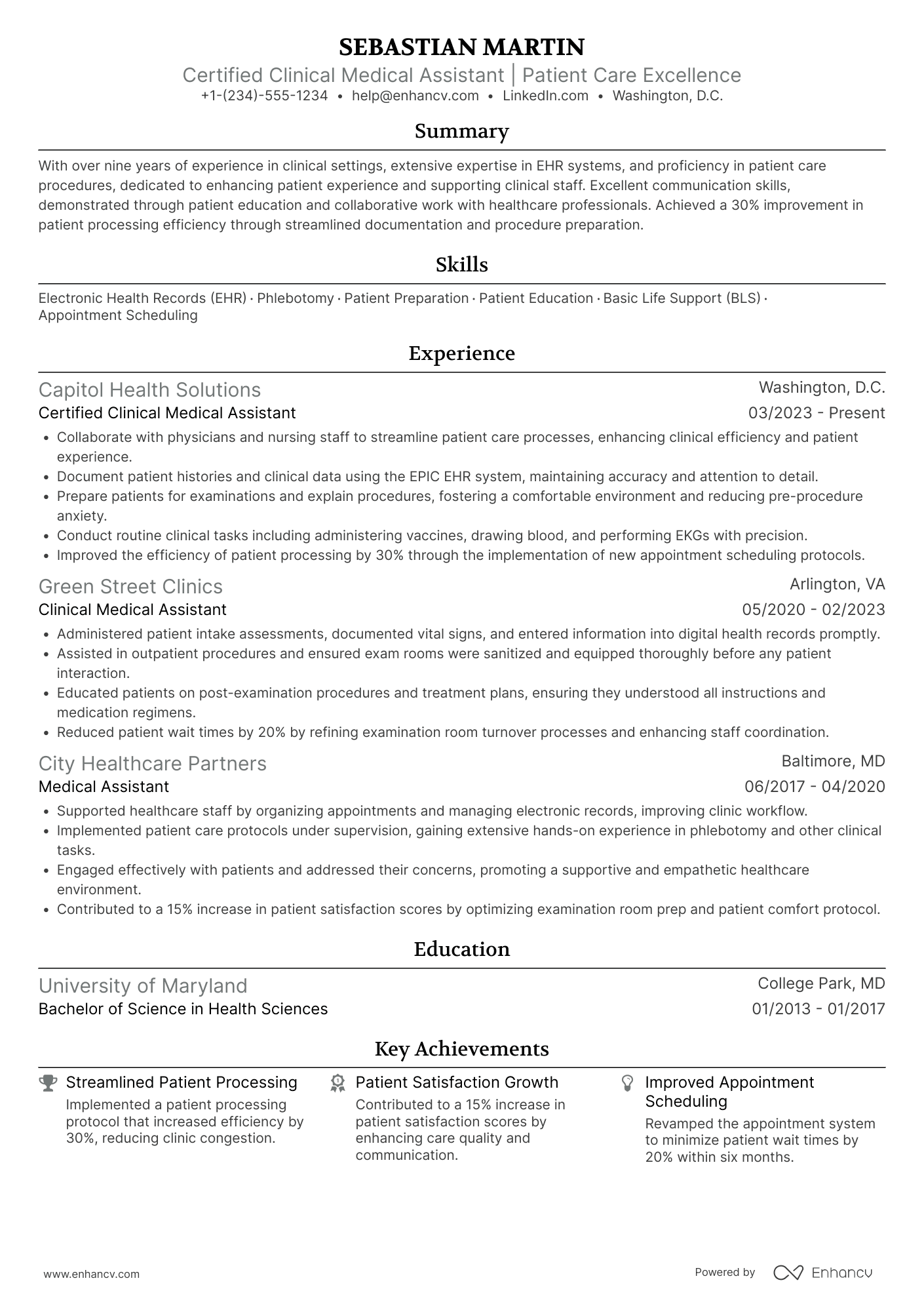 Clinical Medical Assistant resume example