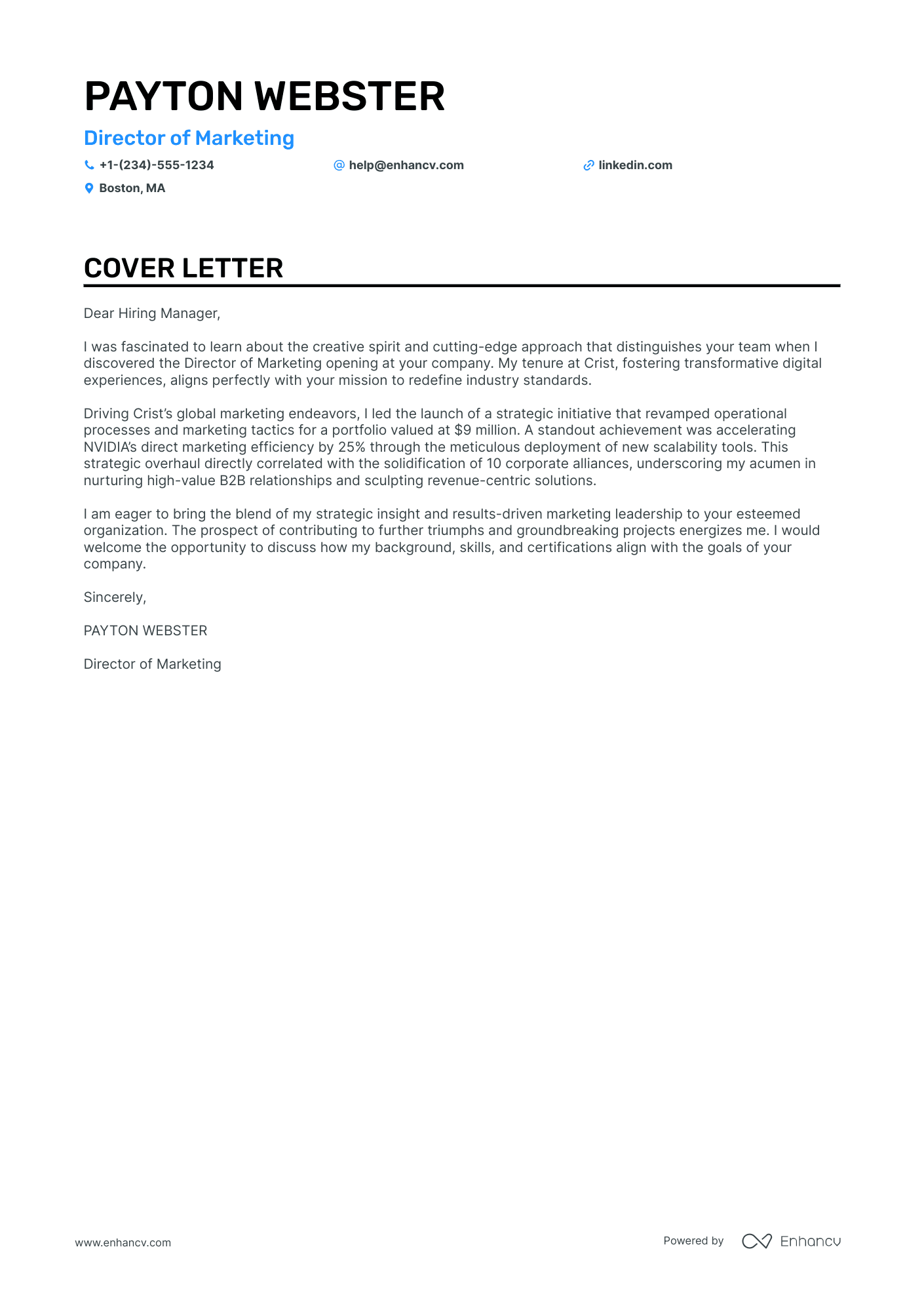 Marketing Director cover letter