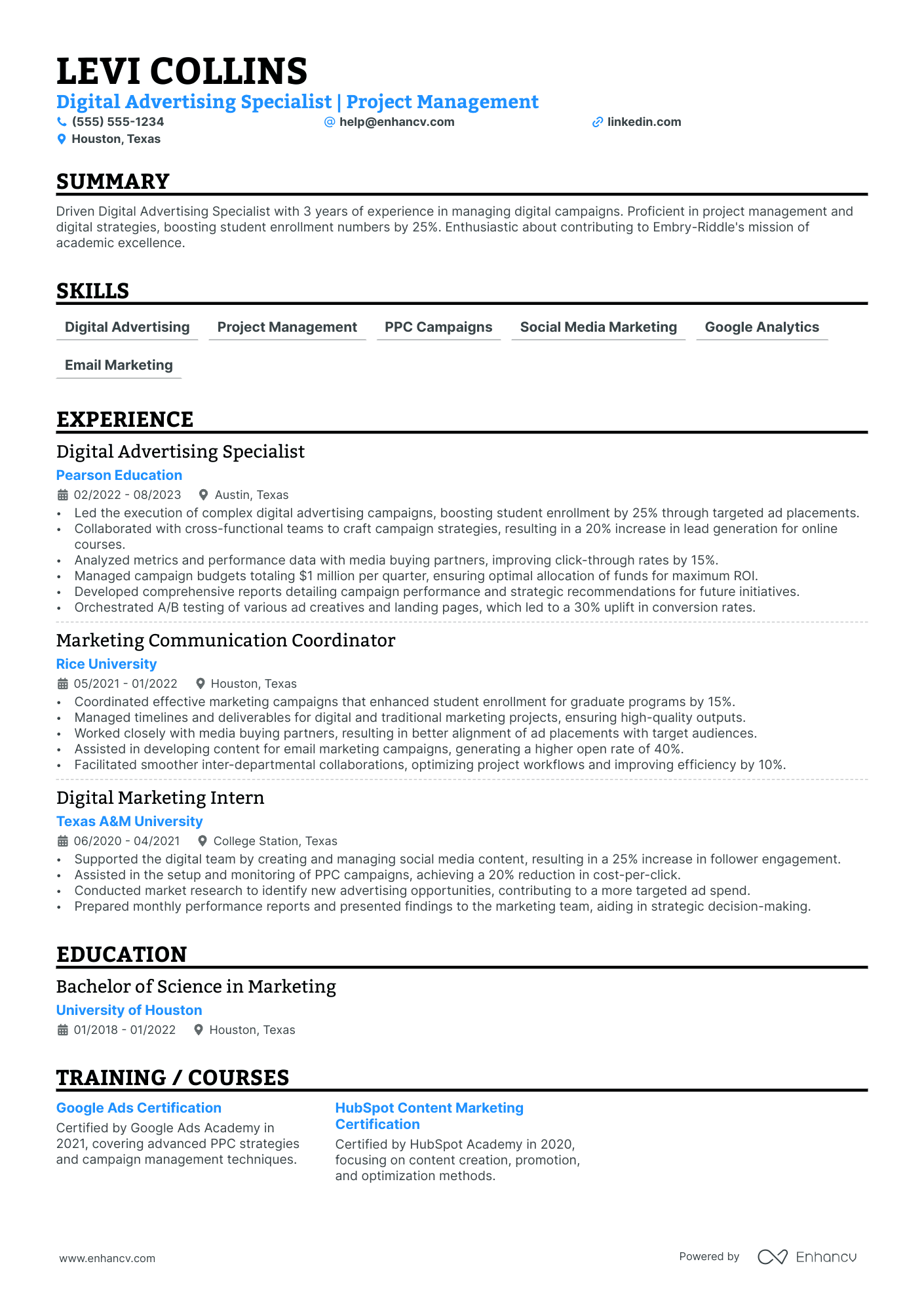 Digital Project Coordinator resume example