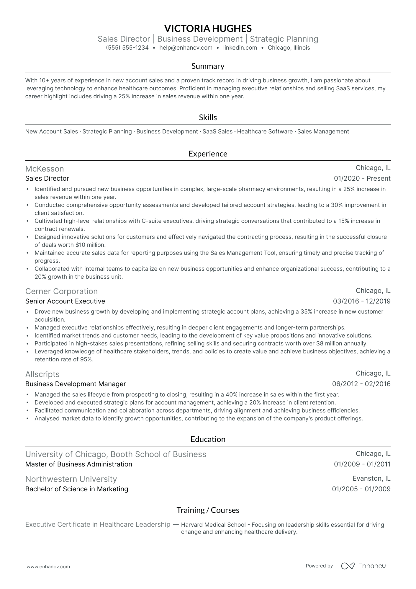 Junior Sales Director resume example